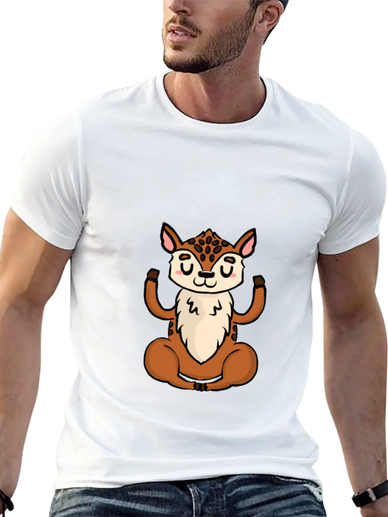 Meditating Deer Graphic Tee - Yoga Animal Shirt