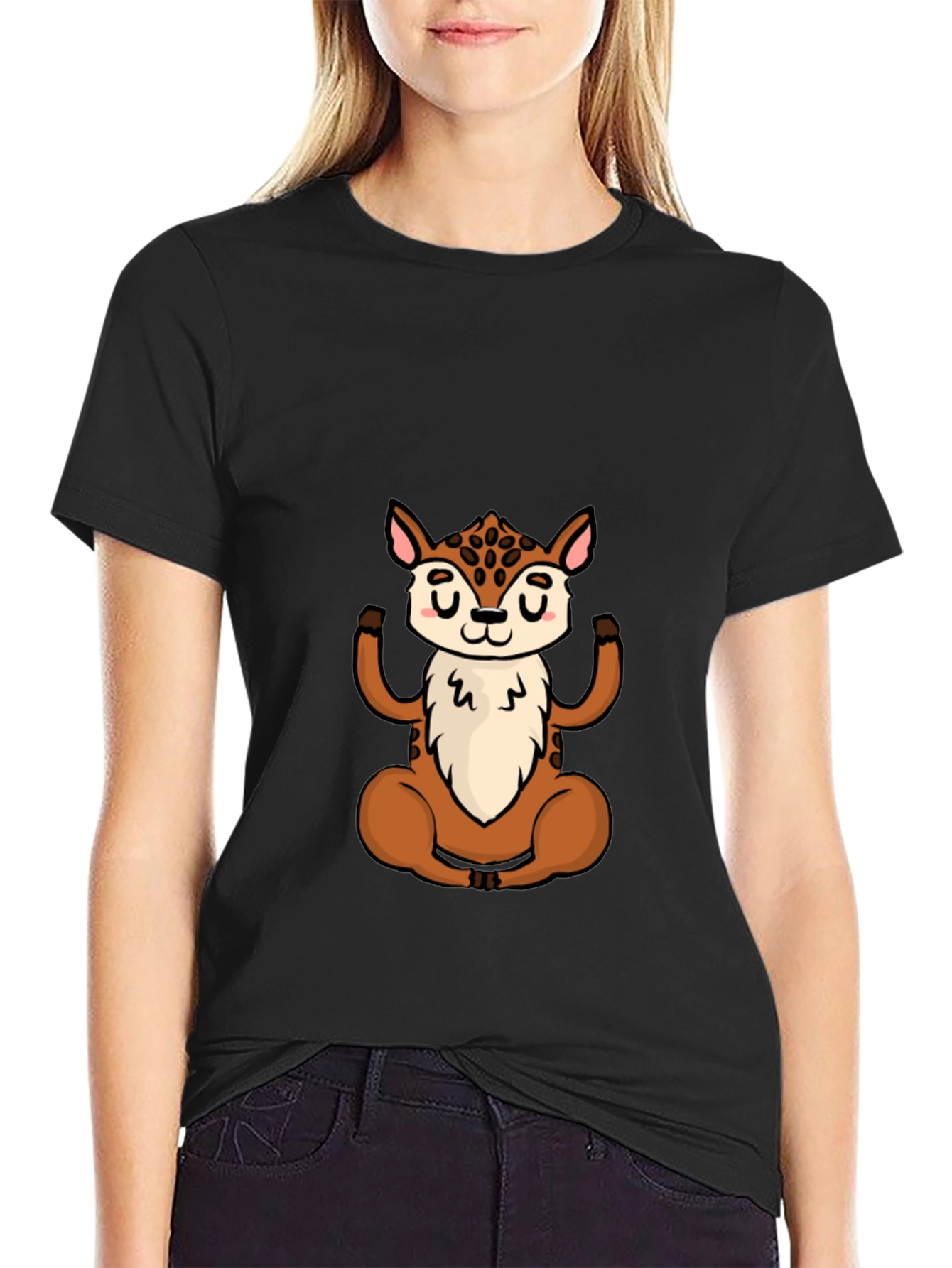 Meditating Deer Graphic Tee - Yoga Animal Shirt
