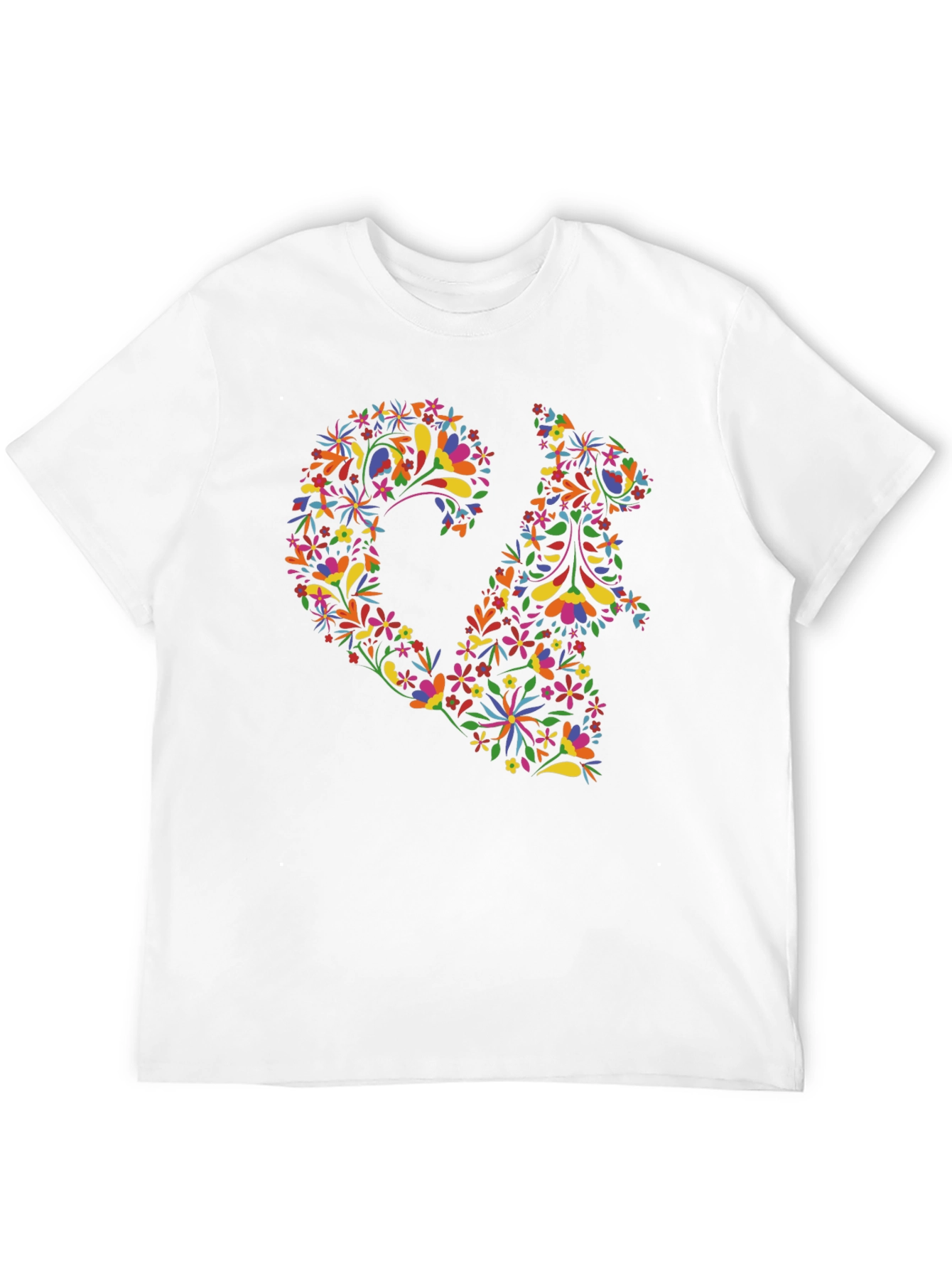 Floral Squirrel Print Black T-Shirt