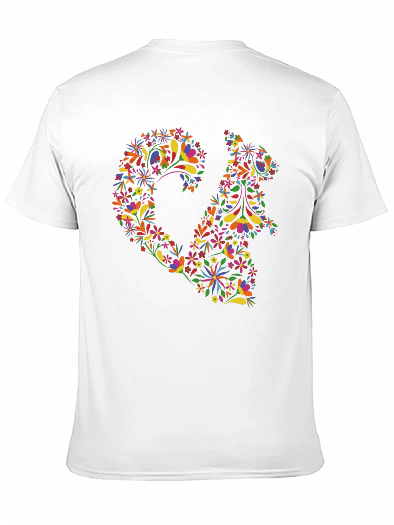 Floral Squirrel Print Black T-Shirt