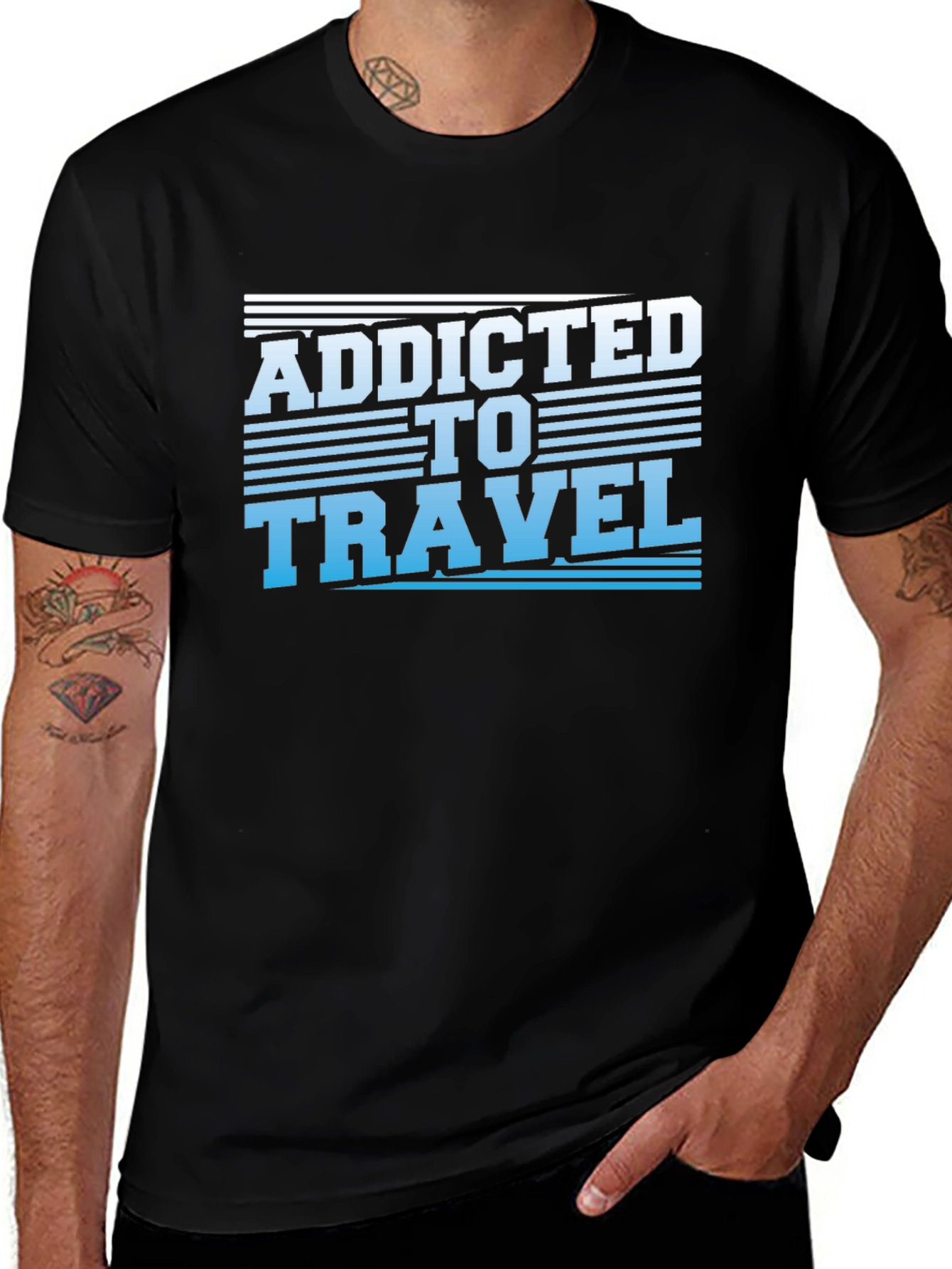 Addicted to Travel T-Shirt - Black Graphic Tee