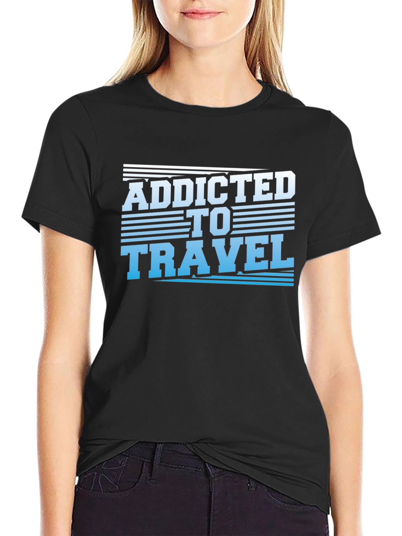 Addicted to Travel T-Shirt - Black Graphic Tee