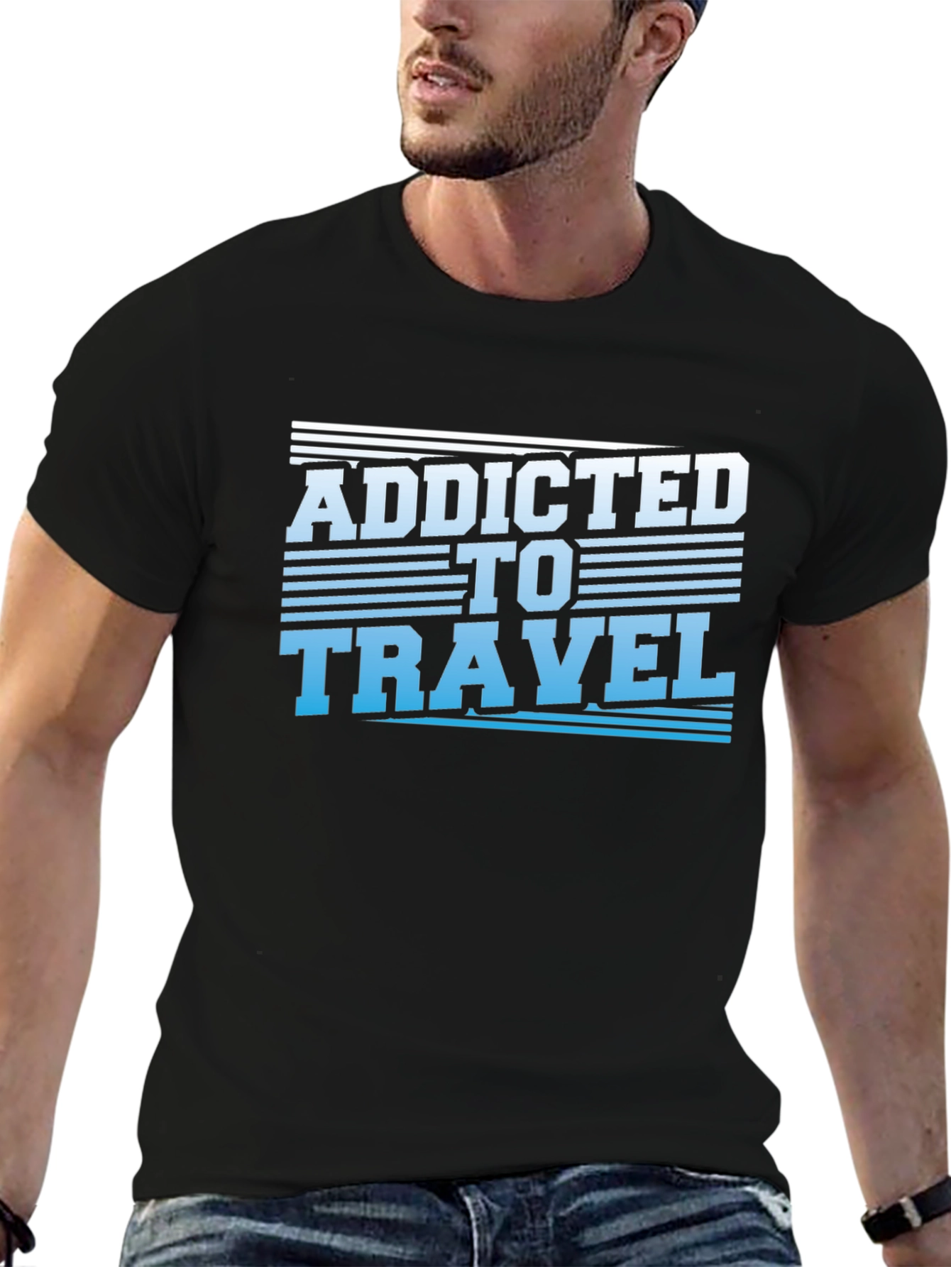 Addicted to Travel T-Shirt - Black Graphic Tee