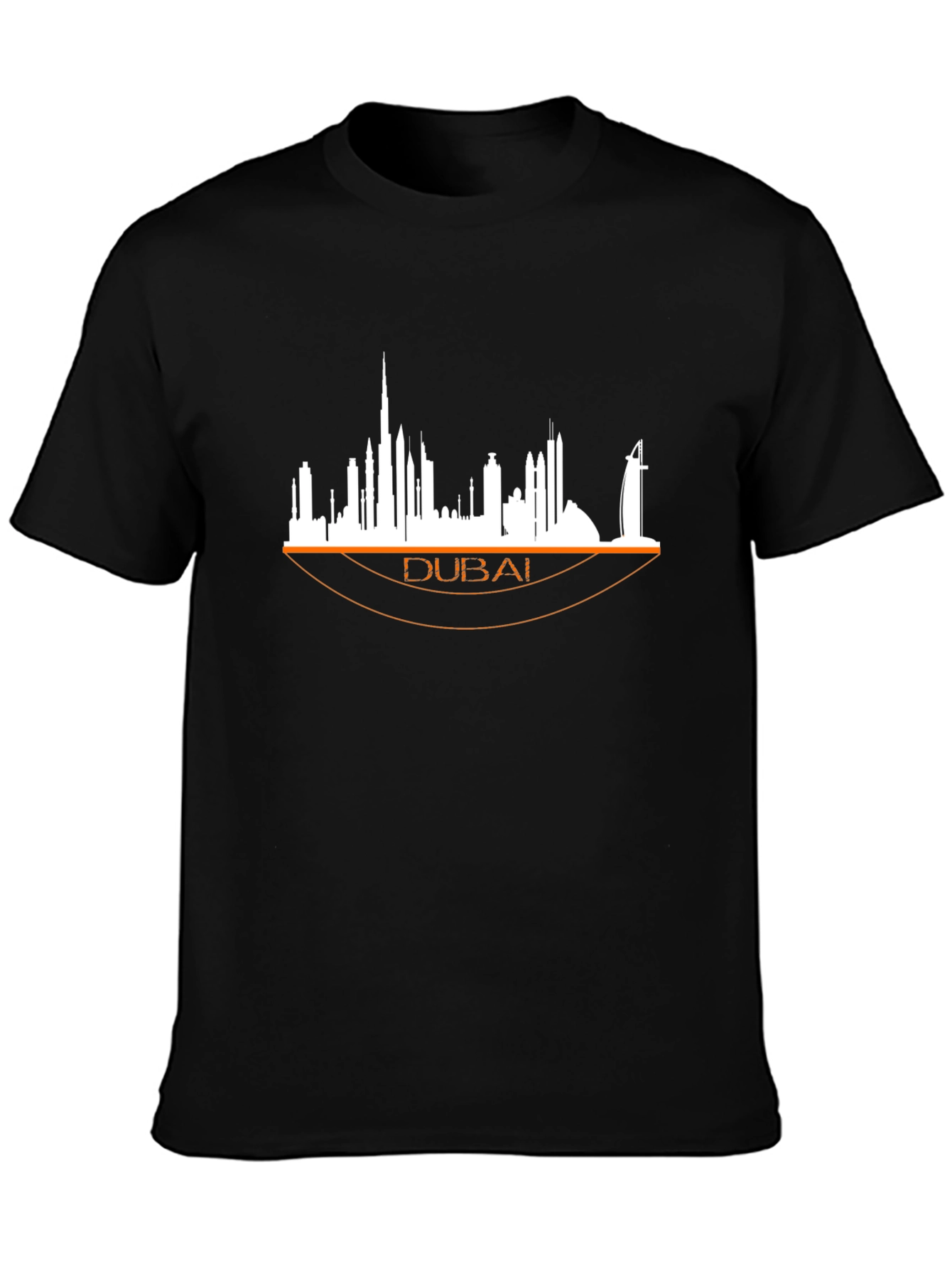 Dubai Skyline Graphic Tee - Black Cotton T-Shirt