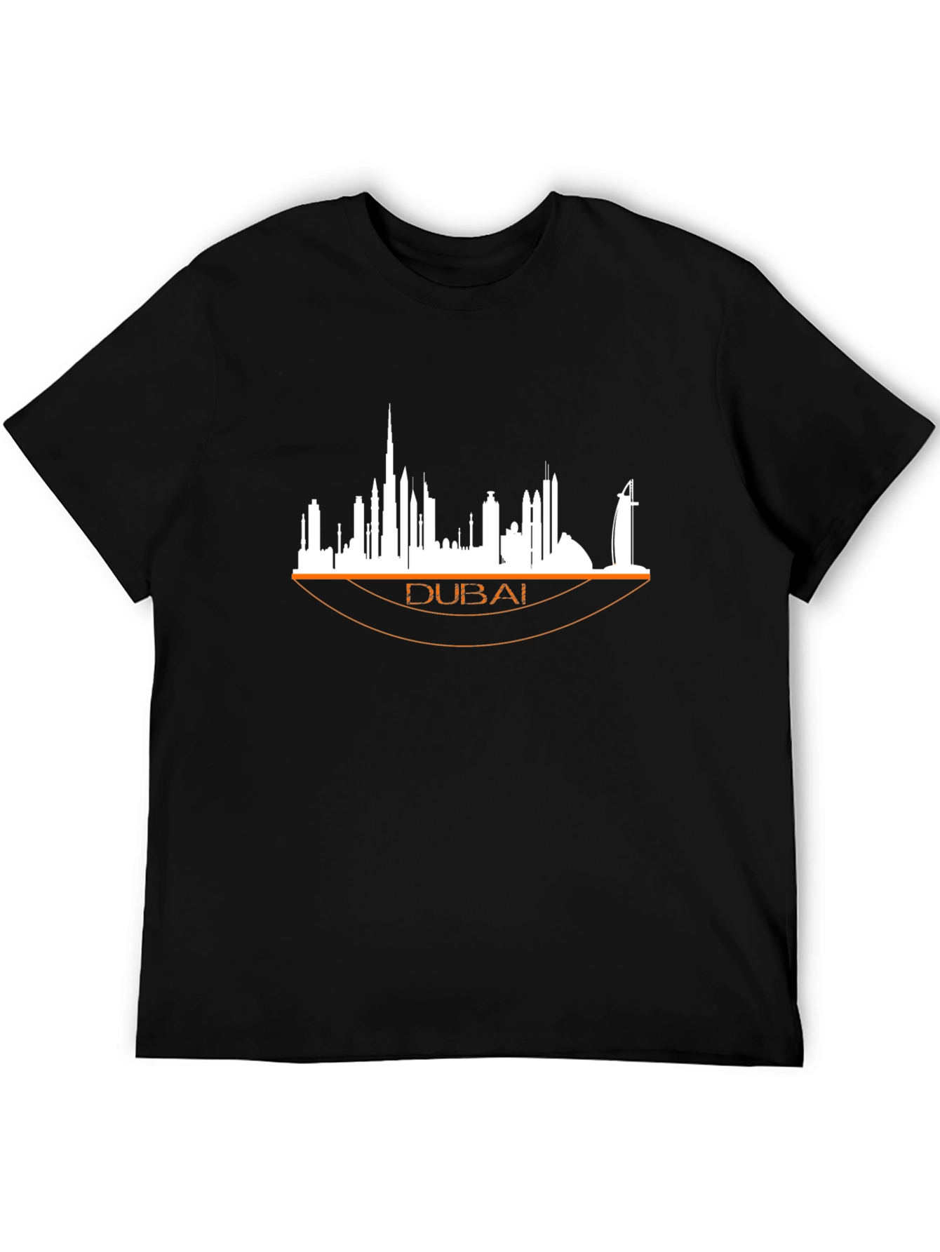 Dubai Skyline Graphic Tee - Black Cotton T-Shirt