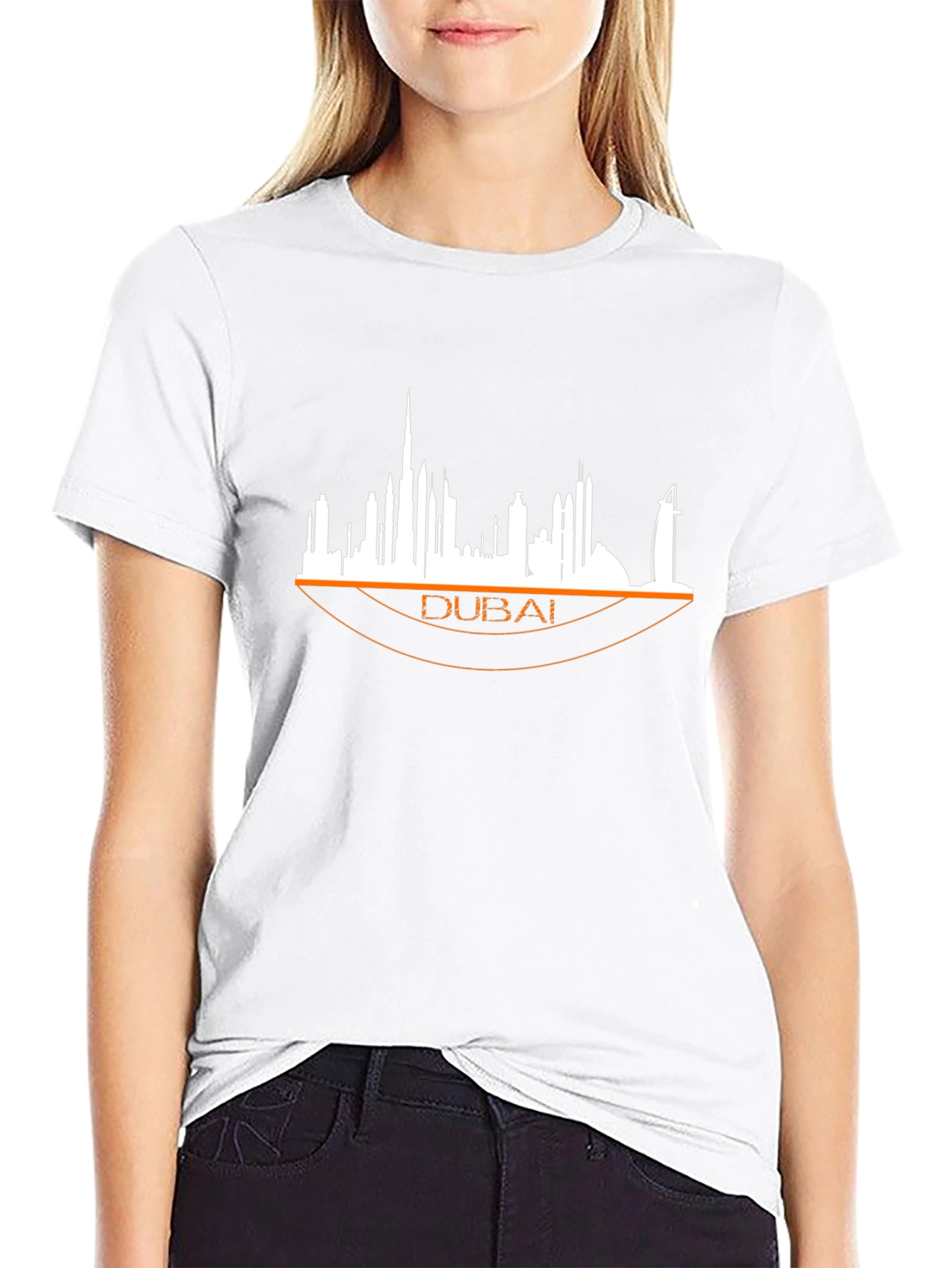 Dubai Skyline Graphic Tee - Black Cotton T-Shirt