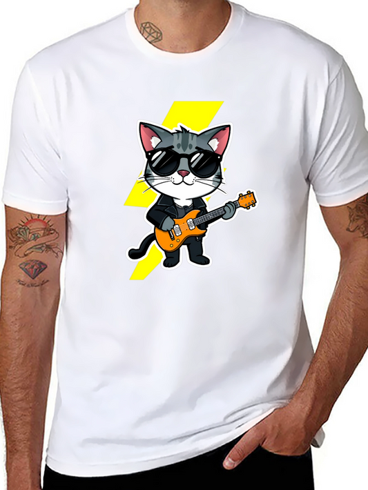 Cool Cat Guitarist Black T-Shirt