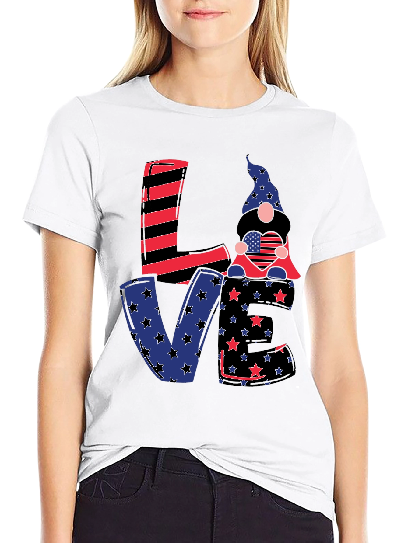 Patriotic Gnome Love T-Shirt - USA Pride