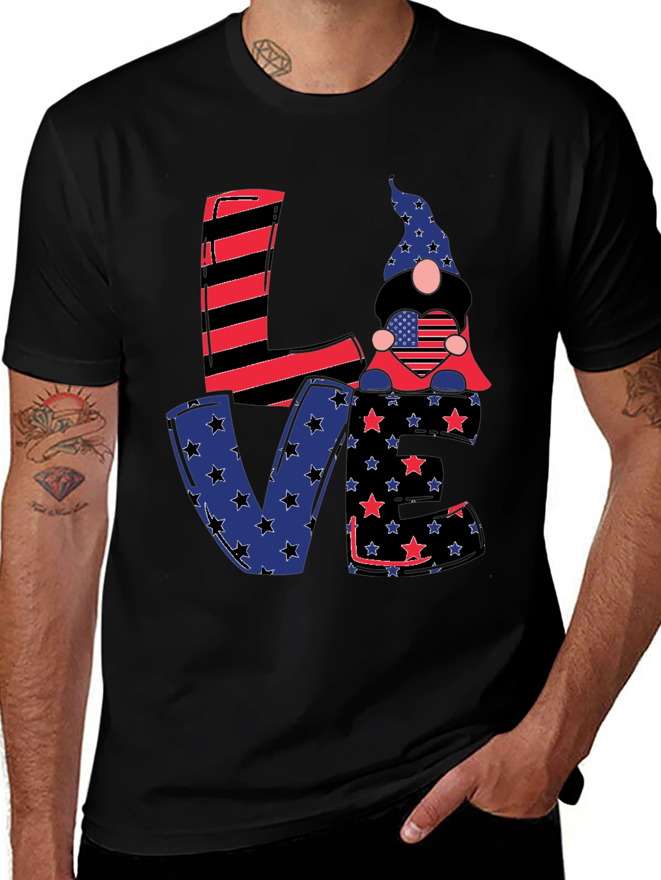Patriotic Gnome Love T-Shirt - USA Pride