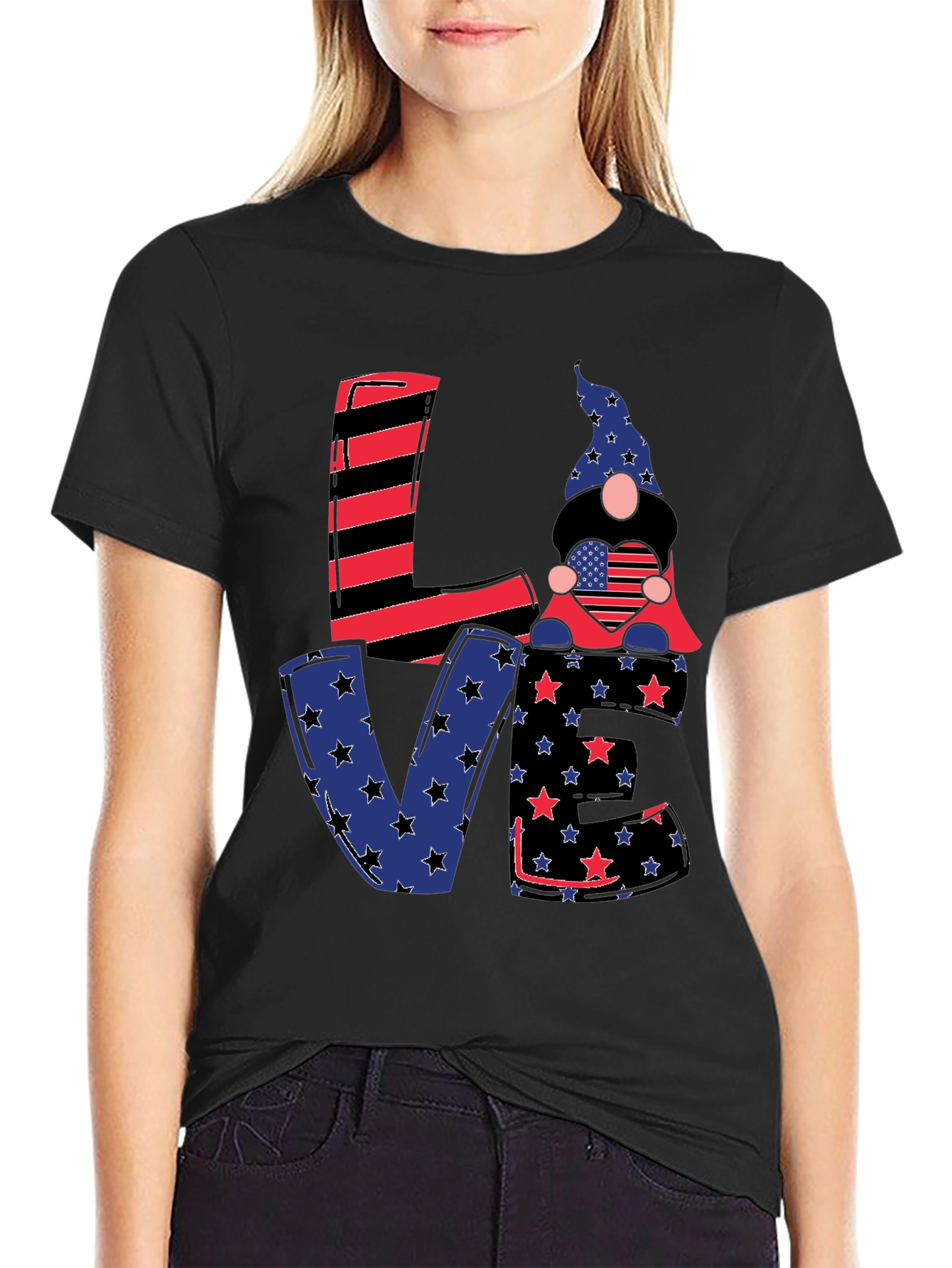 Patriotic Gnome Love T-Shirt - USA Pride