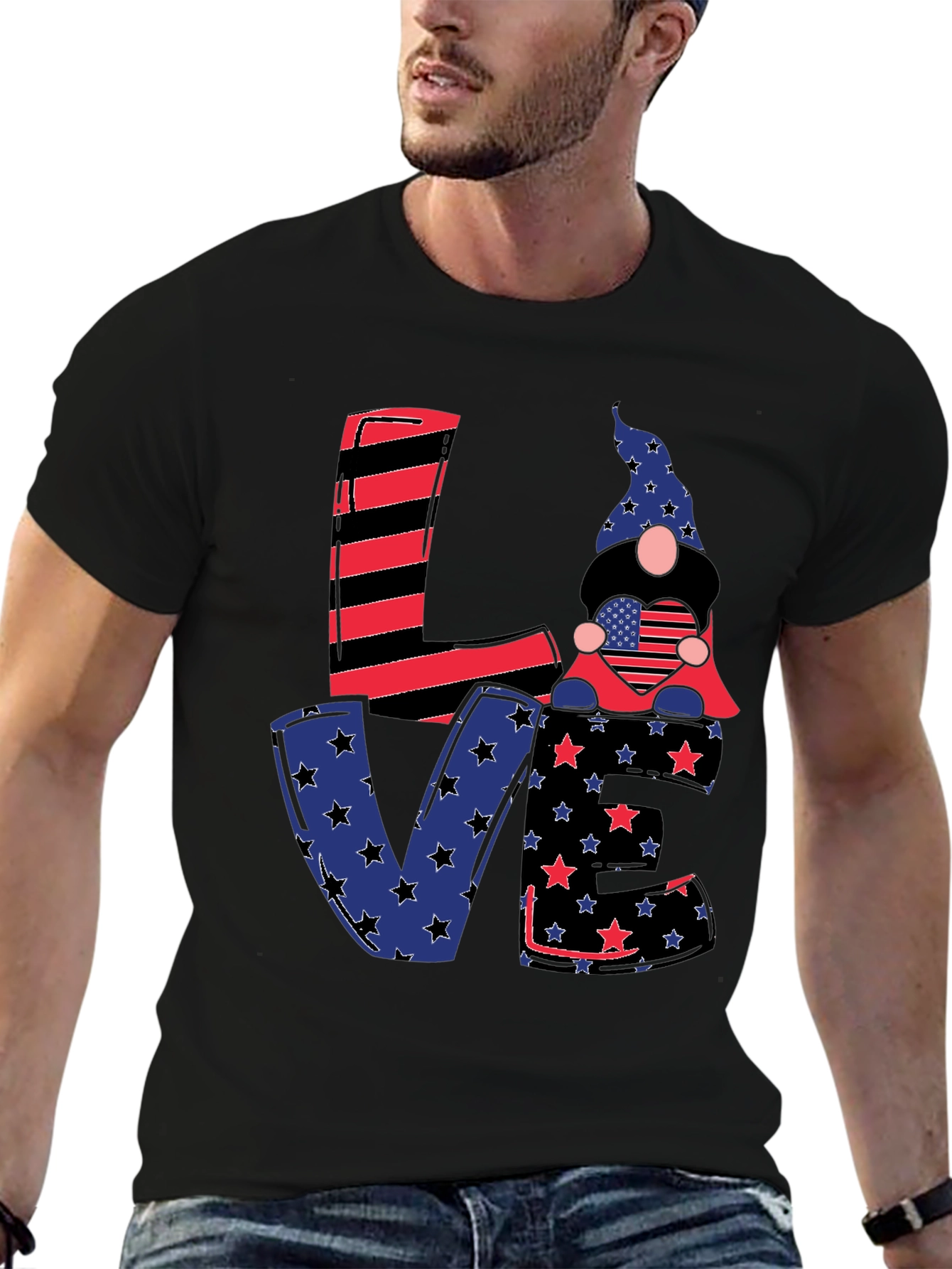 Patriotic Gnome Love T-Shirt - USA Pride