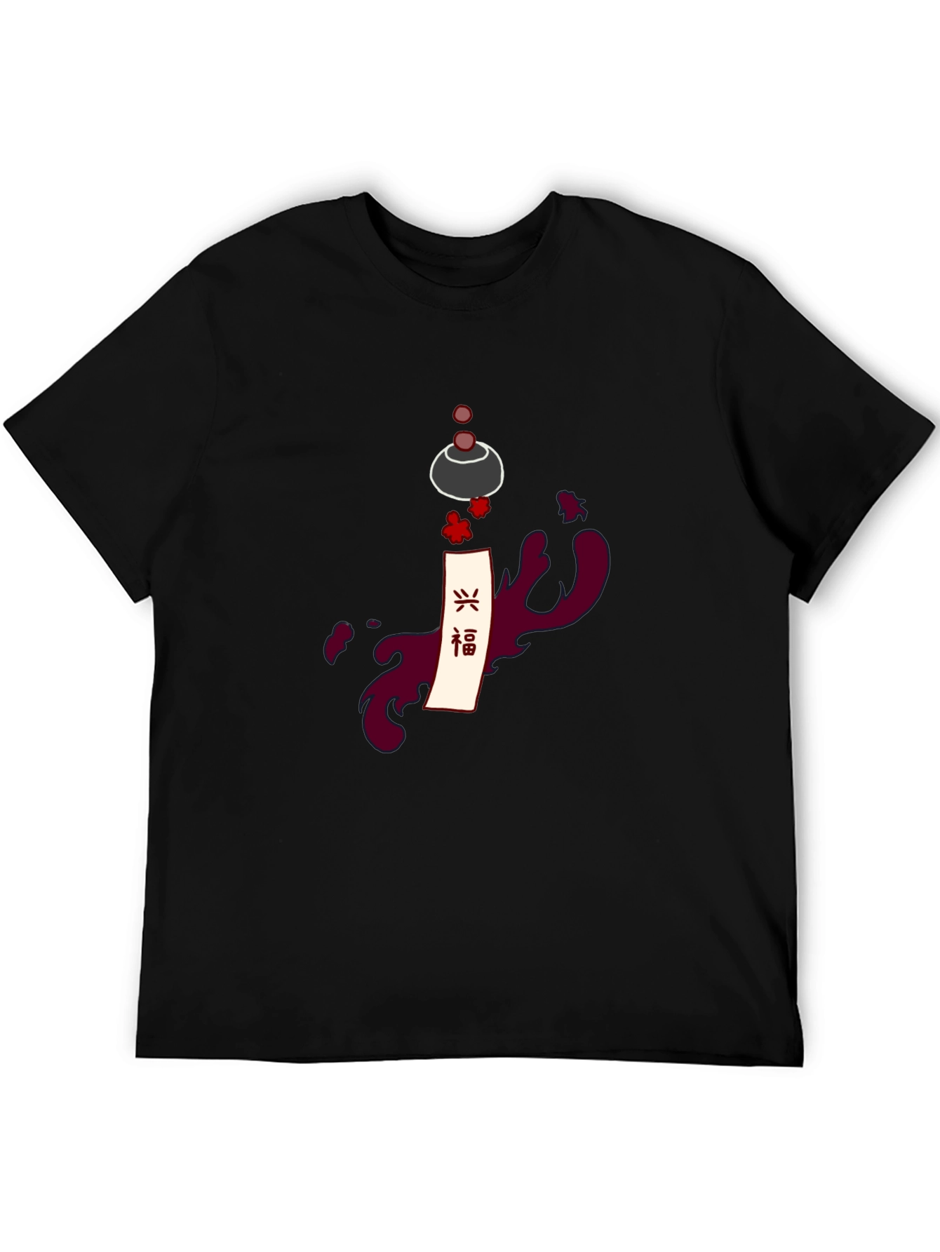 Japanese Wind Chime Graphic Tee - Black