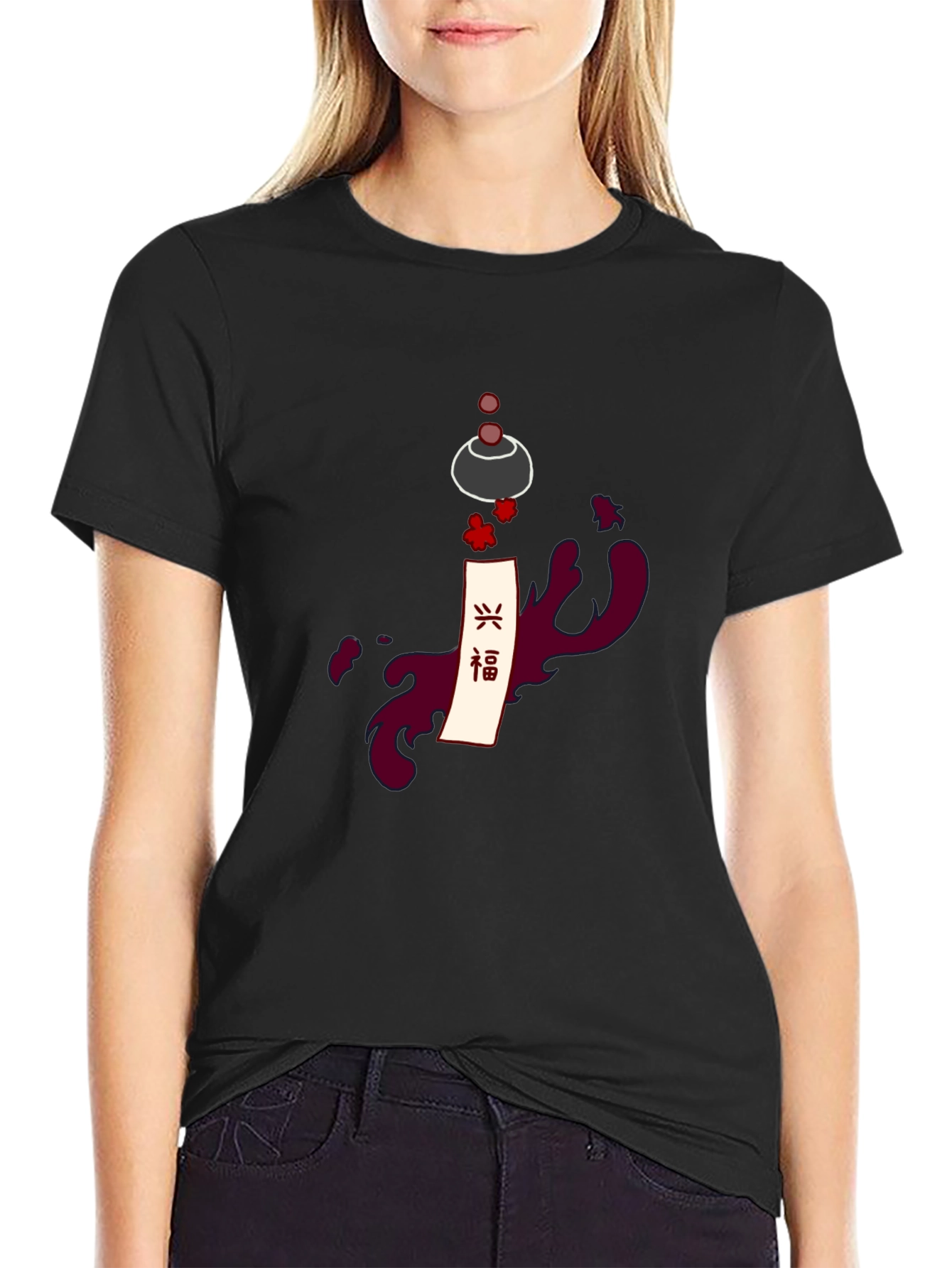 Japanese Wind Chime Graphic Tee - Black