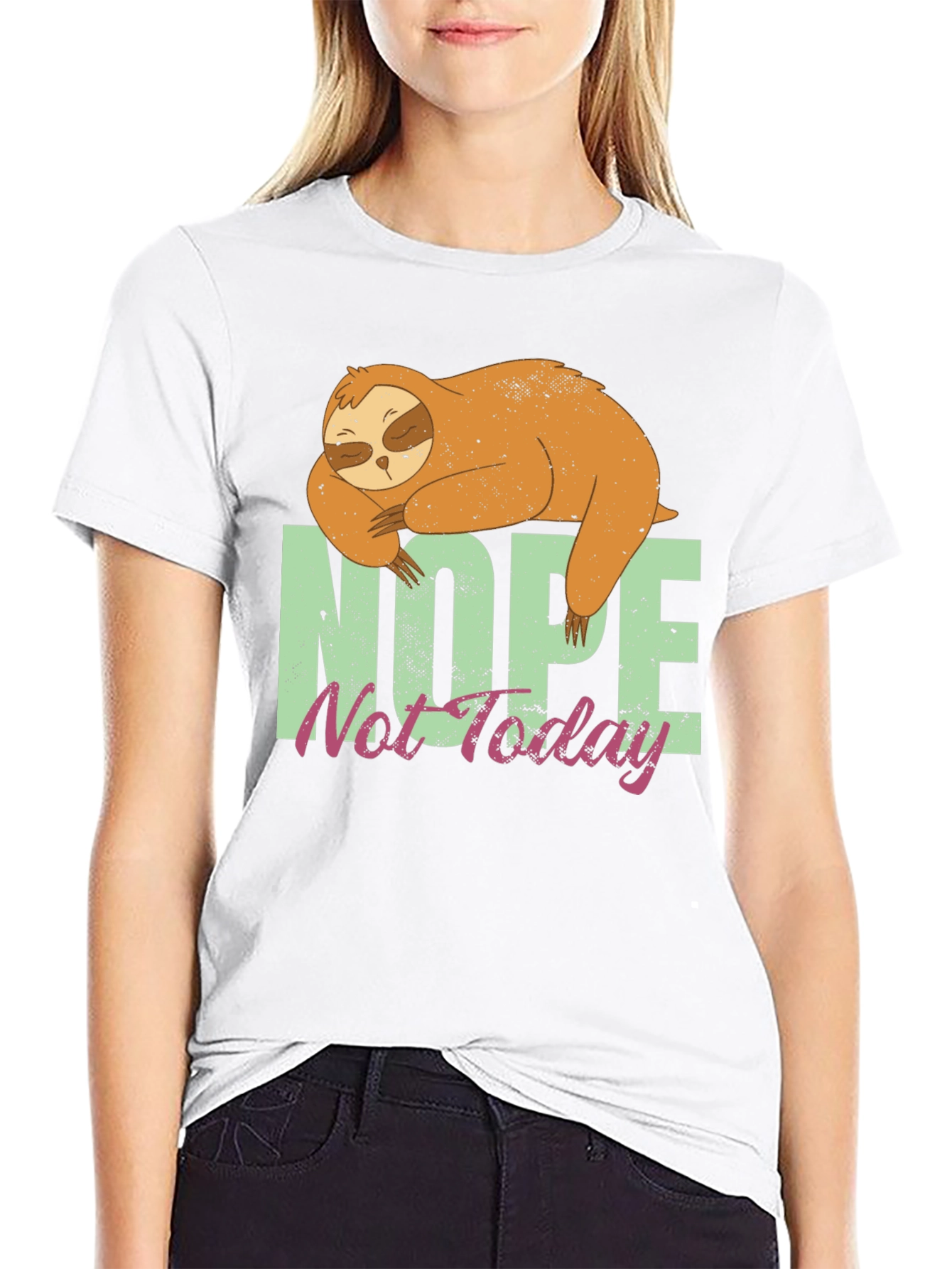 Nope Not Today Sloth Graphic Tee - Relaxed Fit