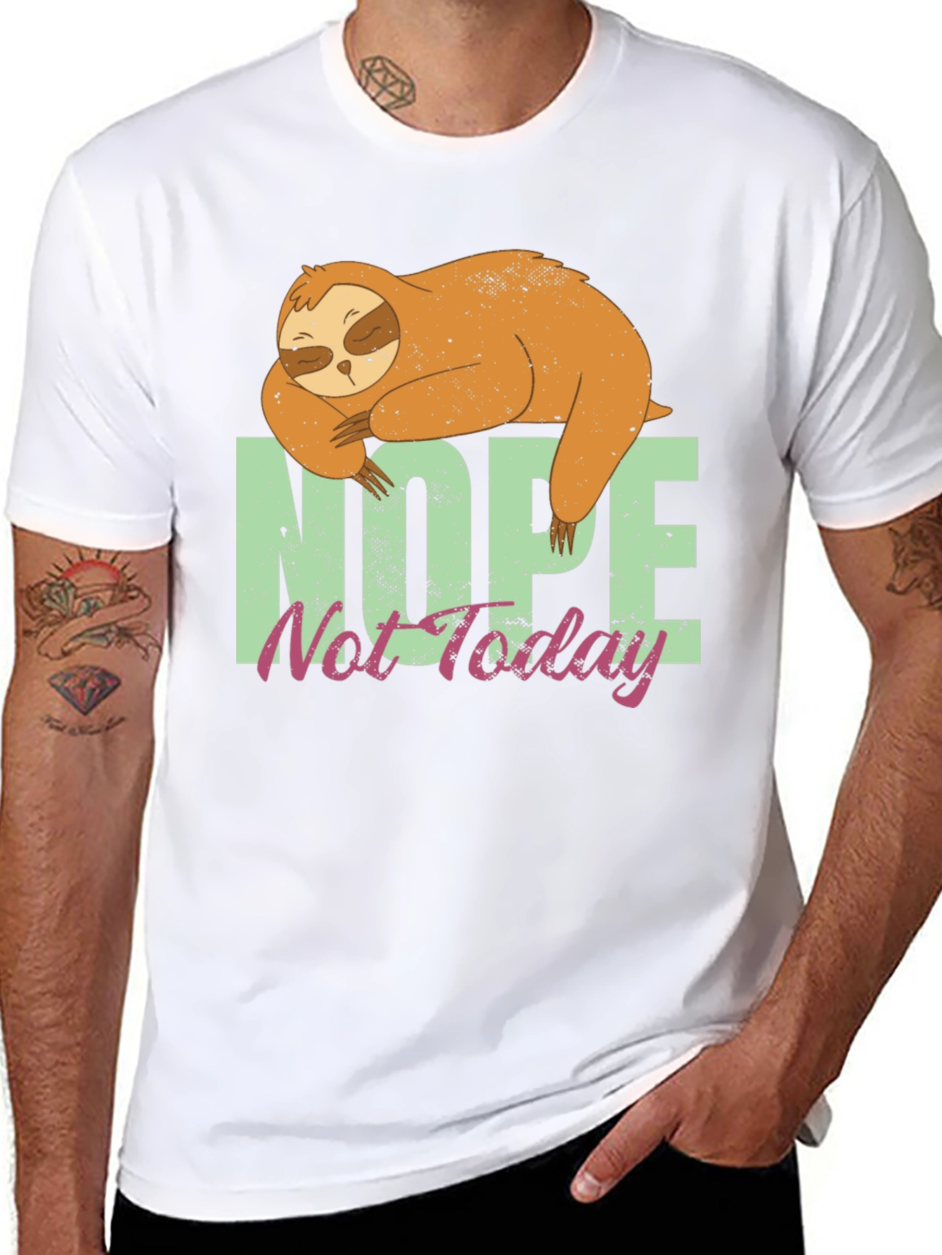 Nope Not Today Sloth Graphic Tee - Relaxed Fit