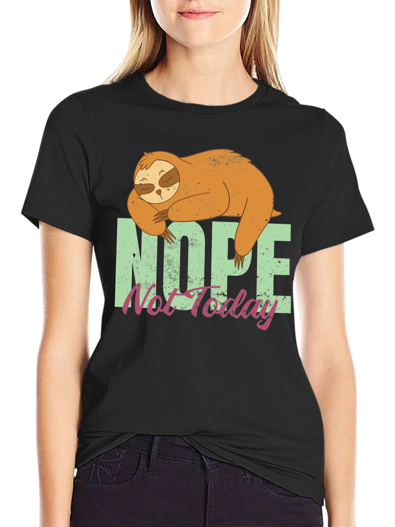 Nope Not Today Sloth Graphic Tee - Relaxed Fit