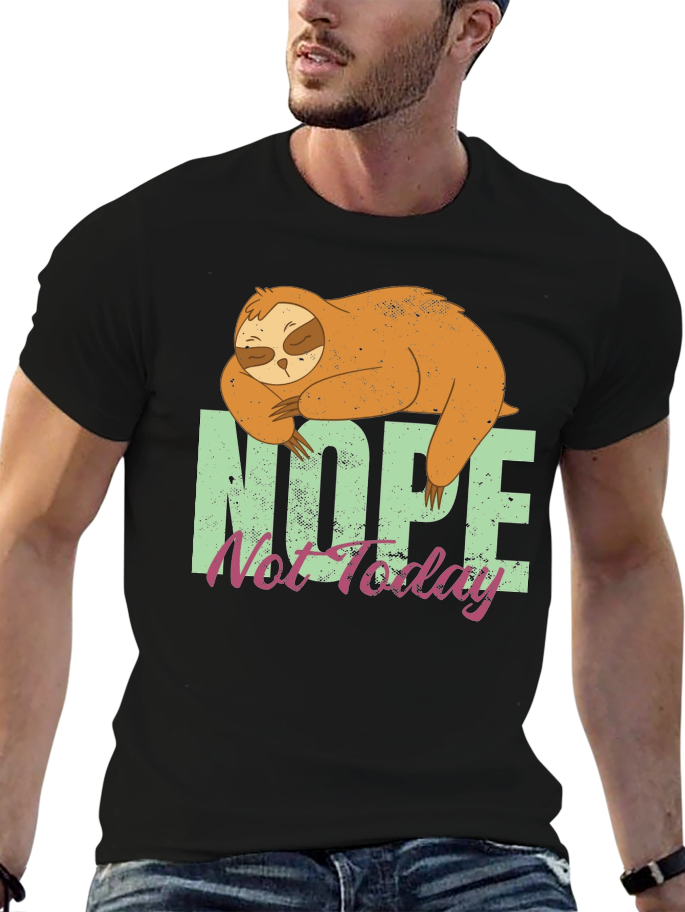 Nope Not Today Sloth Graphic Tee - Relaxed Fit