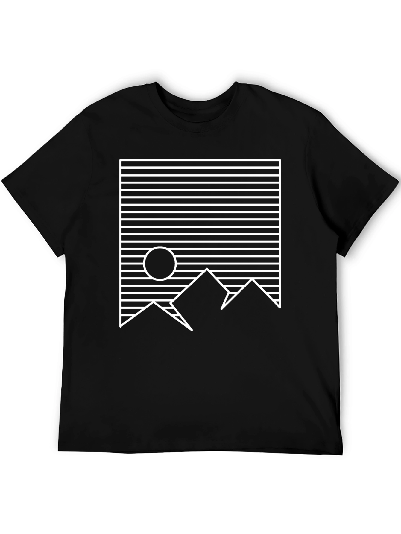 Geometric Mountain Graphic Tee - Black