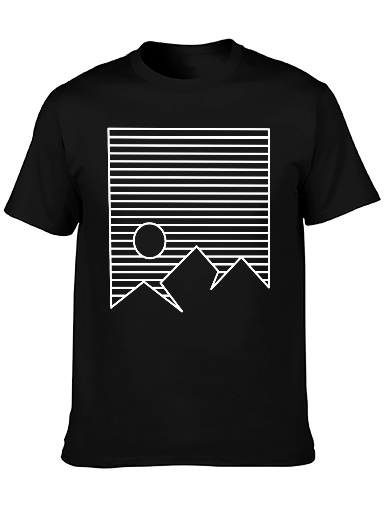 Geometric Mountain Graphic Tee - Black
