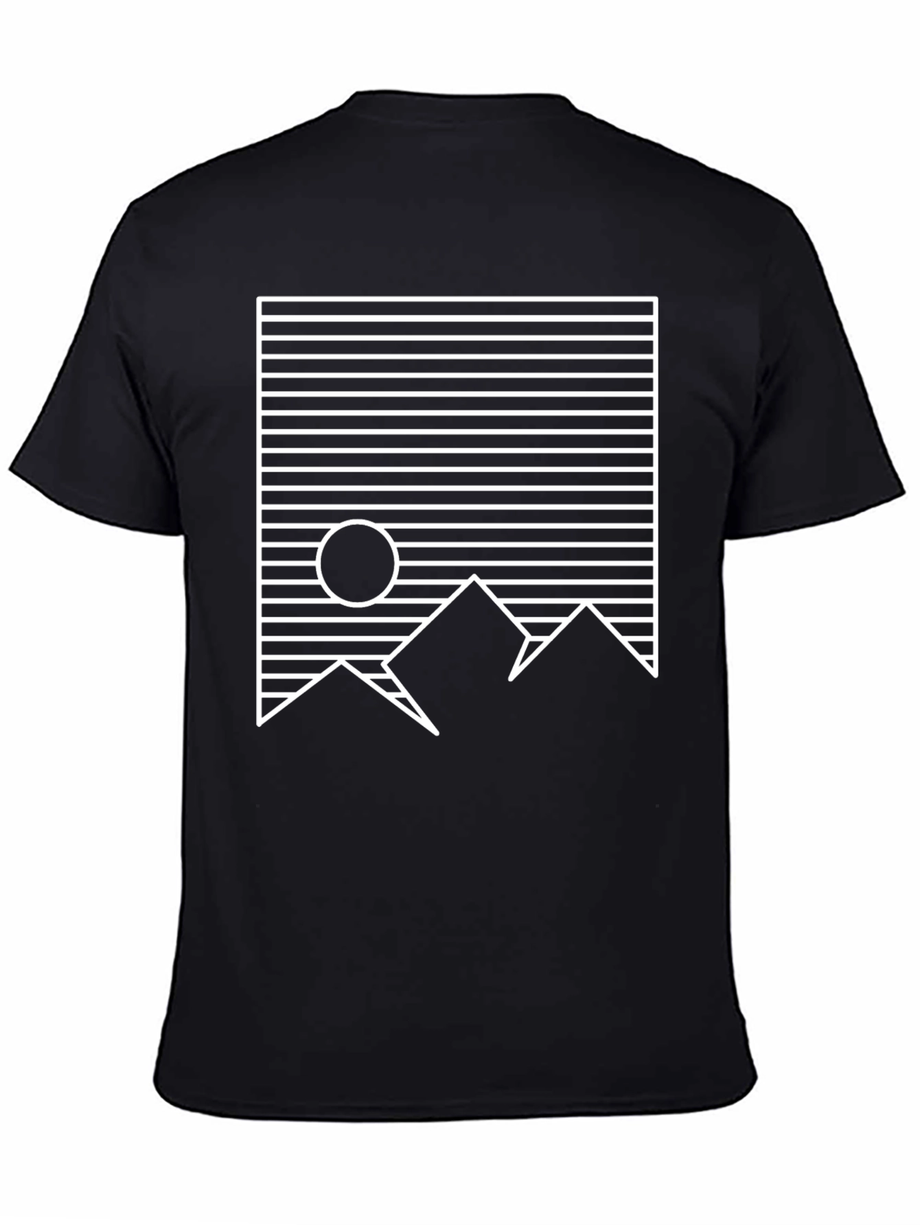 Geometric Mountain Graphic Tee - Black