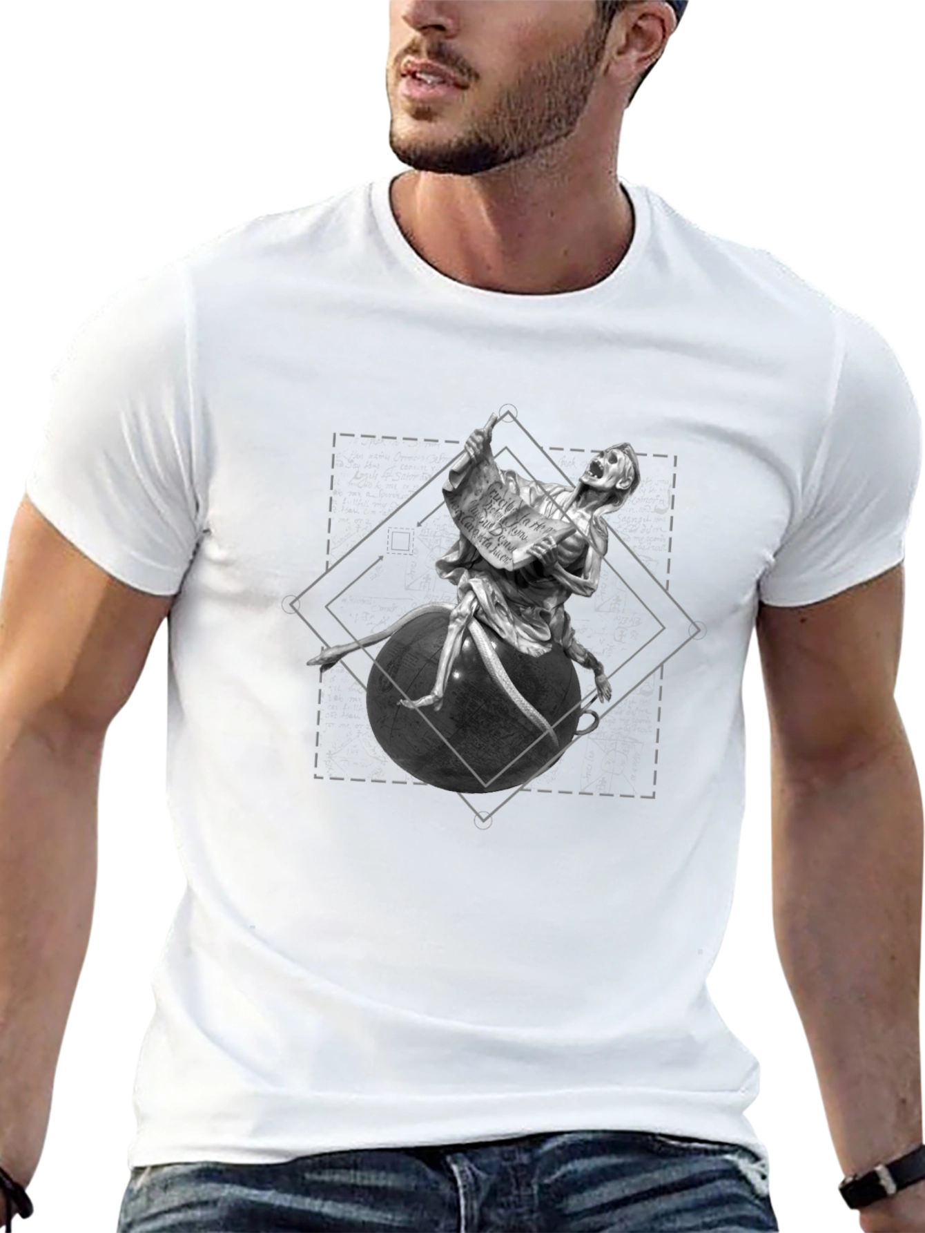 Grim Reaper Globe Tee - Dark Graphic T-Shirt