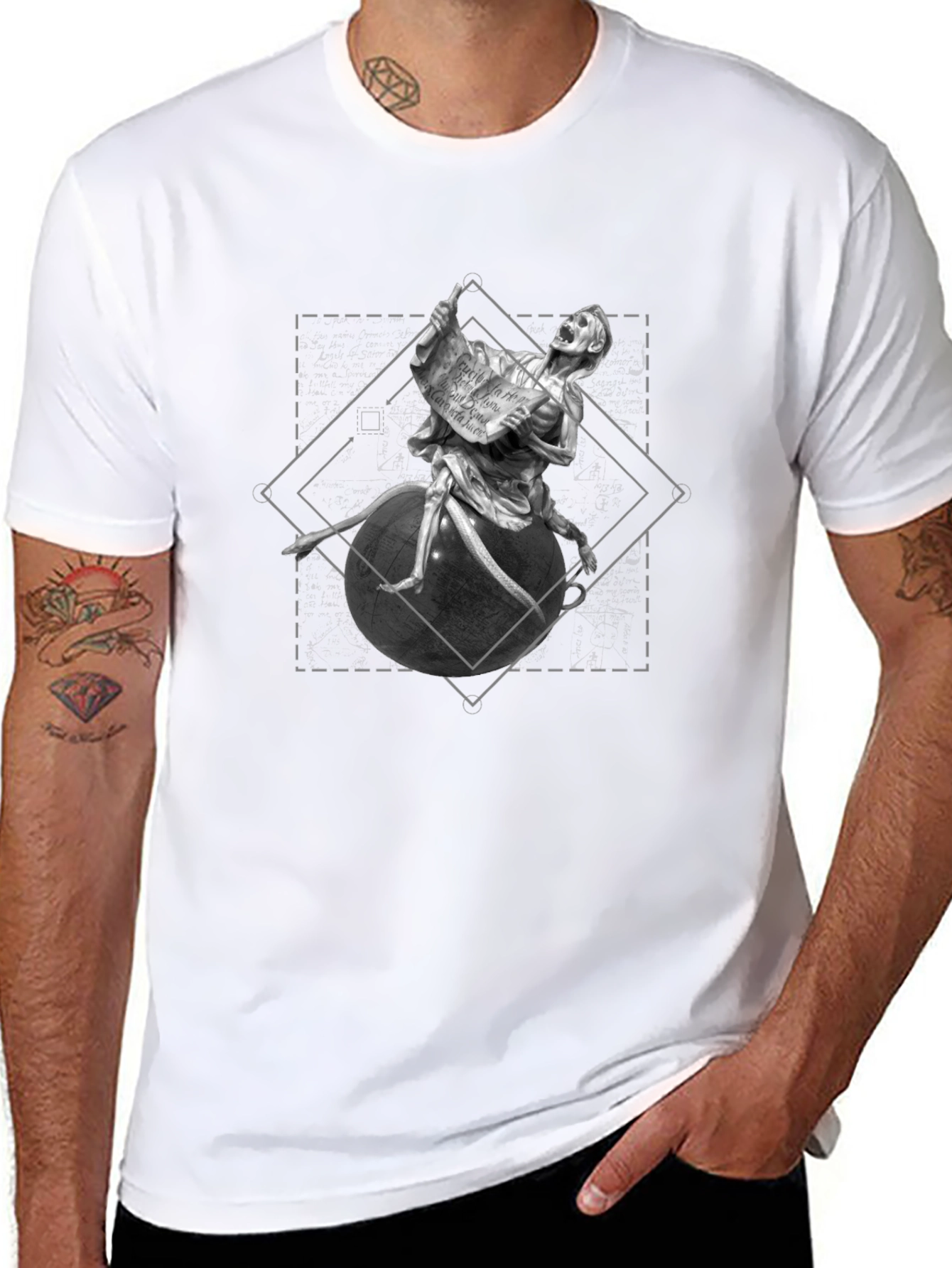 Grim Reaper Globe Tee - Dark Graphic T-Shirt