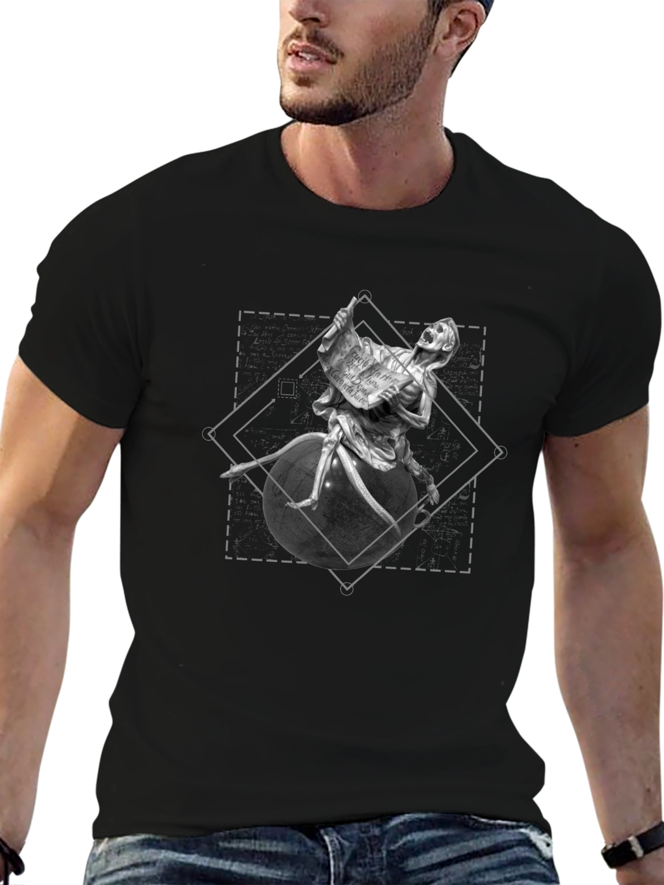 Grim Reaper Globe Tee - Dark Graphic T-Shirt