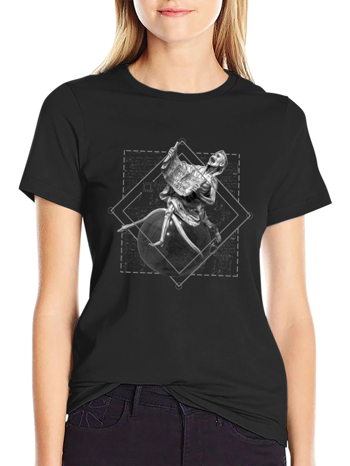 Grim Reaper Globe Tee - Dark Graphic T-Shirt