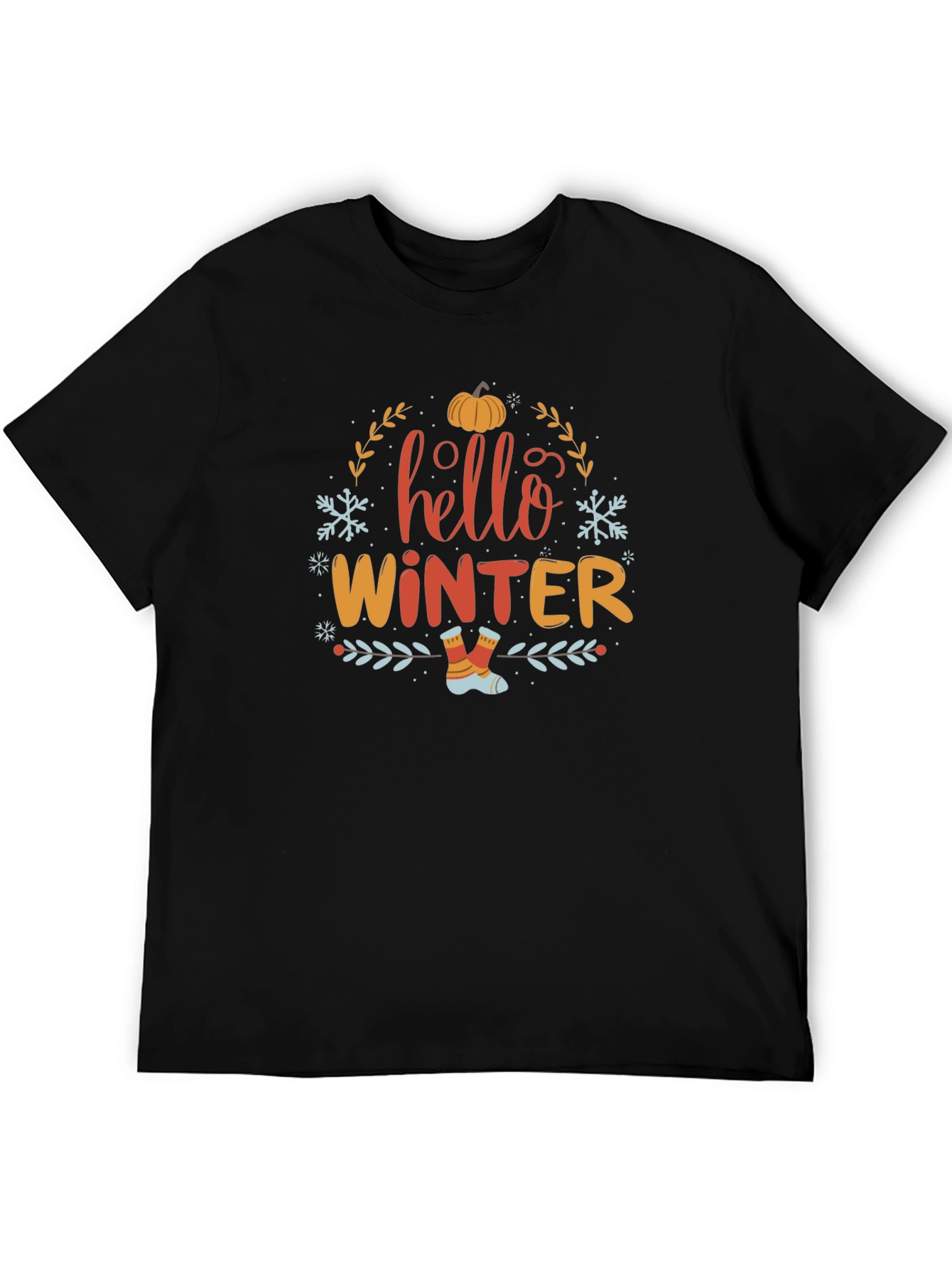 Hello Winter Graphic Tee - Soft Black Shirt
