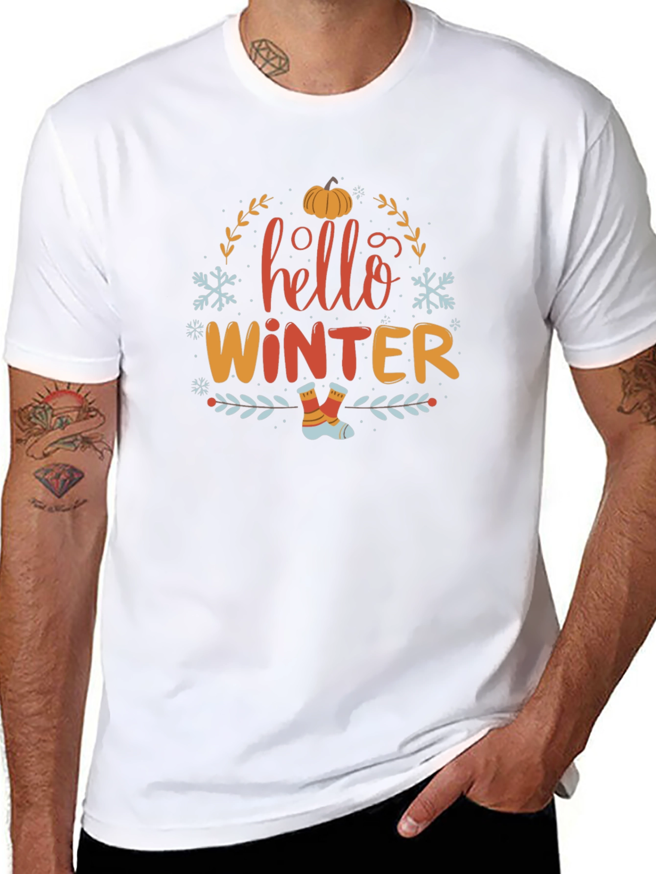 Hello Winter Graphic Tee - Soft Black Shirt