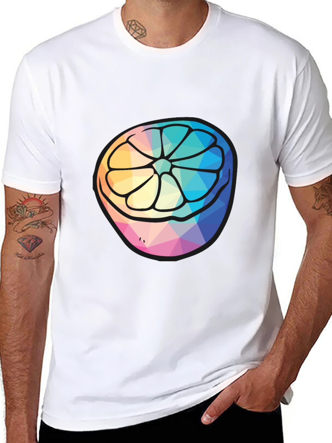 Geometric Citrus Slice Graphic Tee