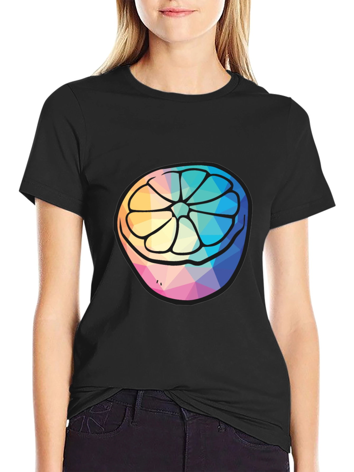Geometric Citrus Slice Graphic Tee