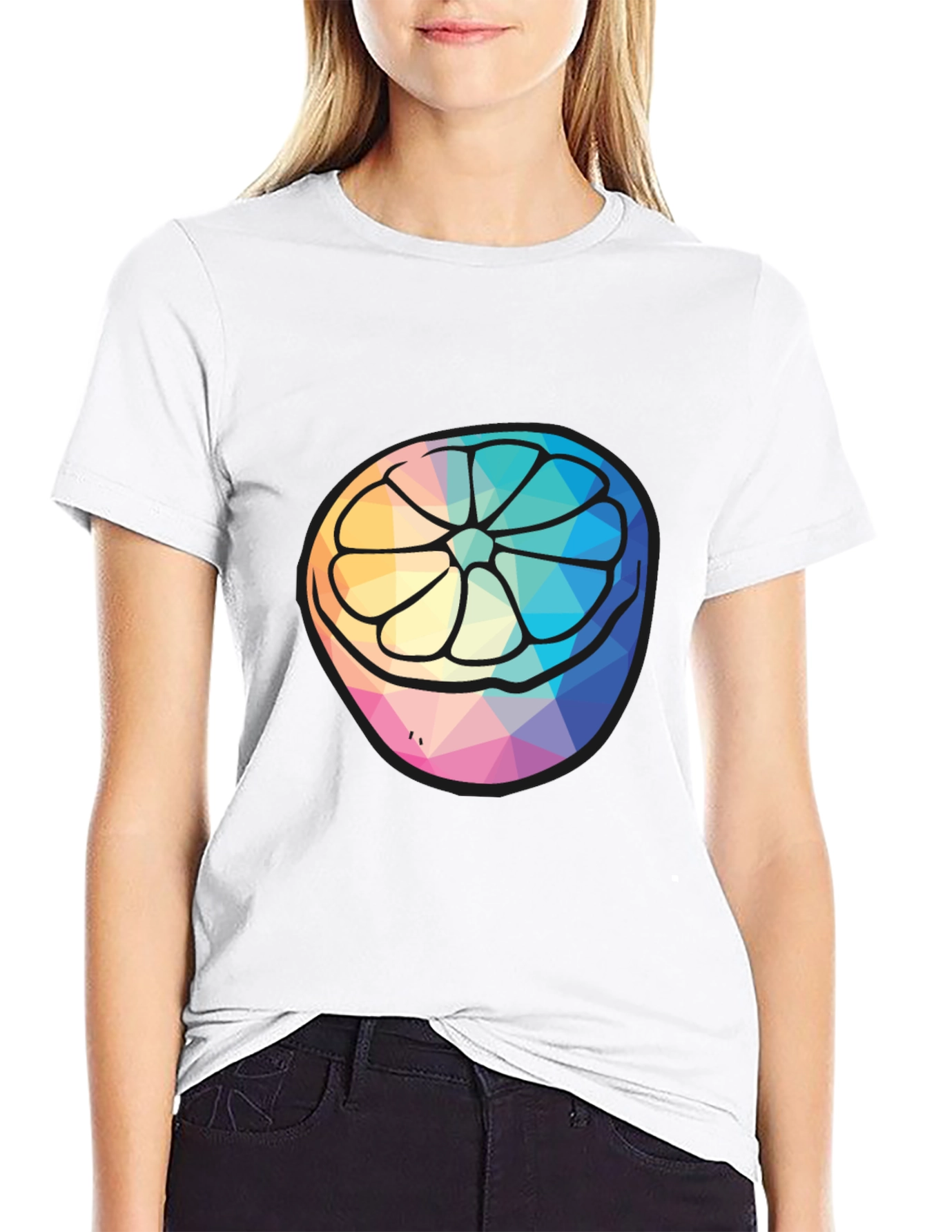 Geometric Citrus Slice Graphic Tee