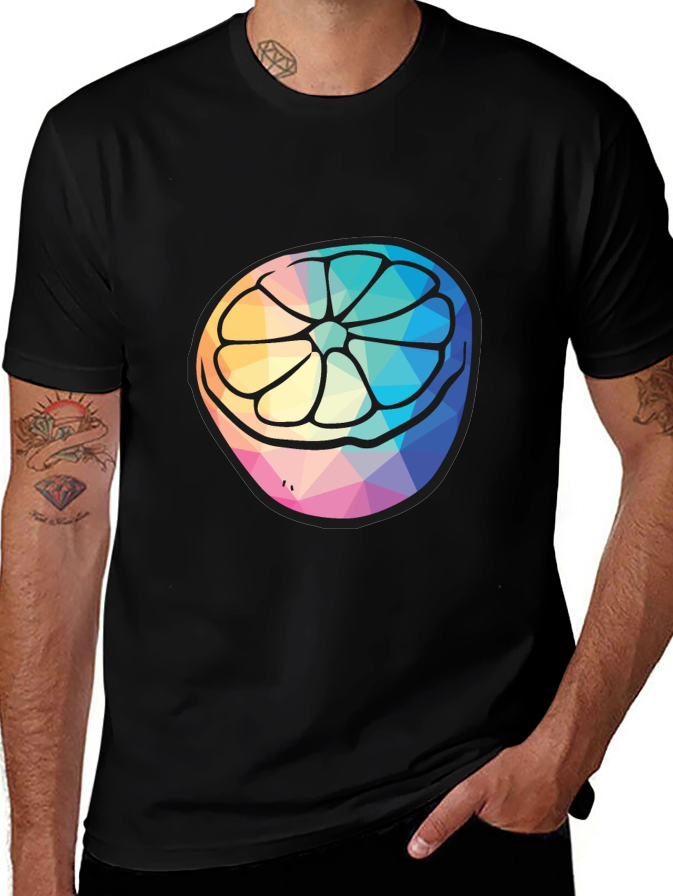 Geometric Citrus Slice Graphic Tee