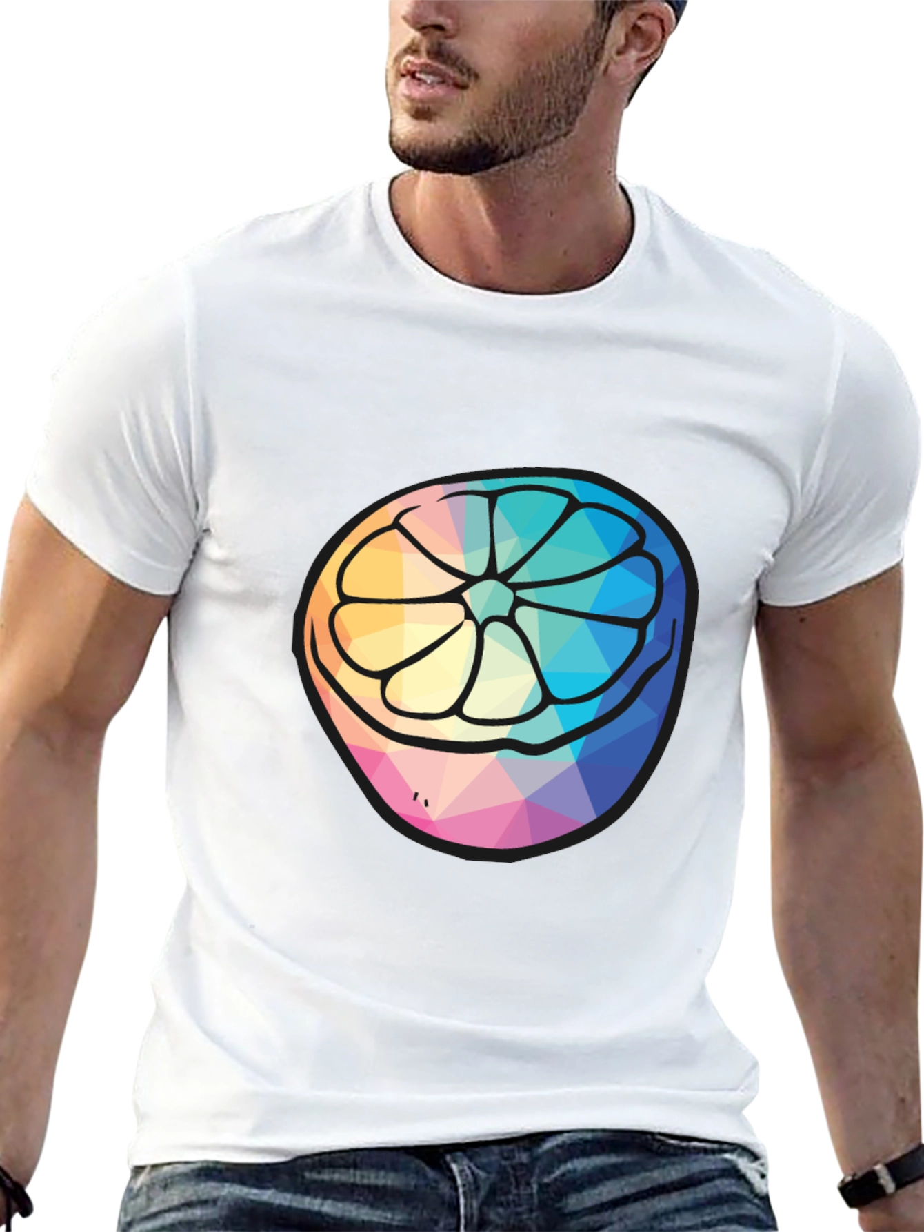 Geometric Citrus Slice Graphic Tee