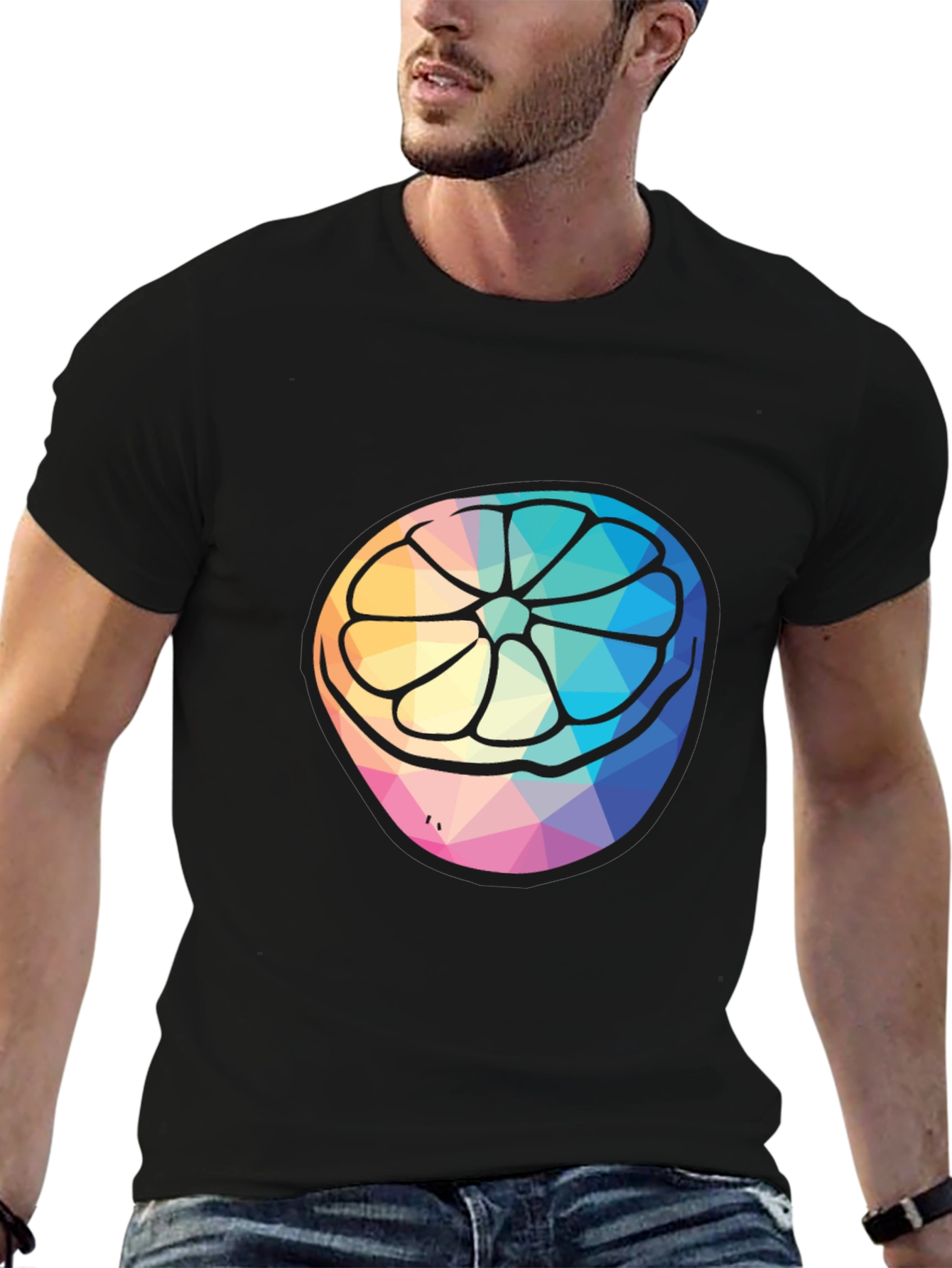 Geometric Citrus Slice Graphic Tee