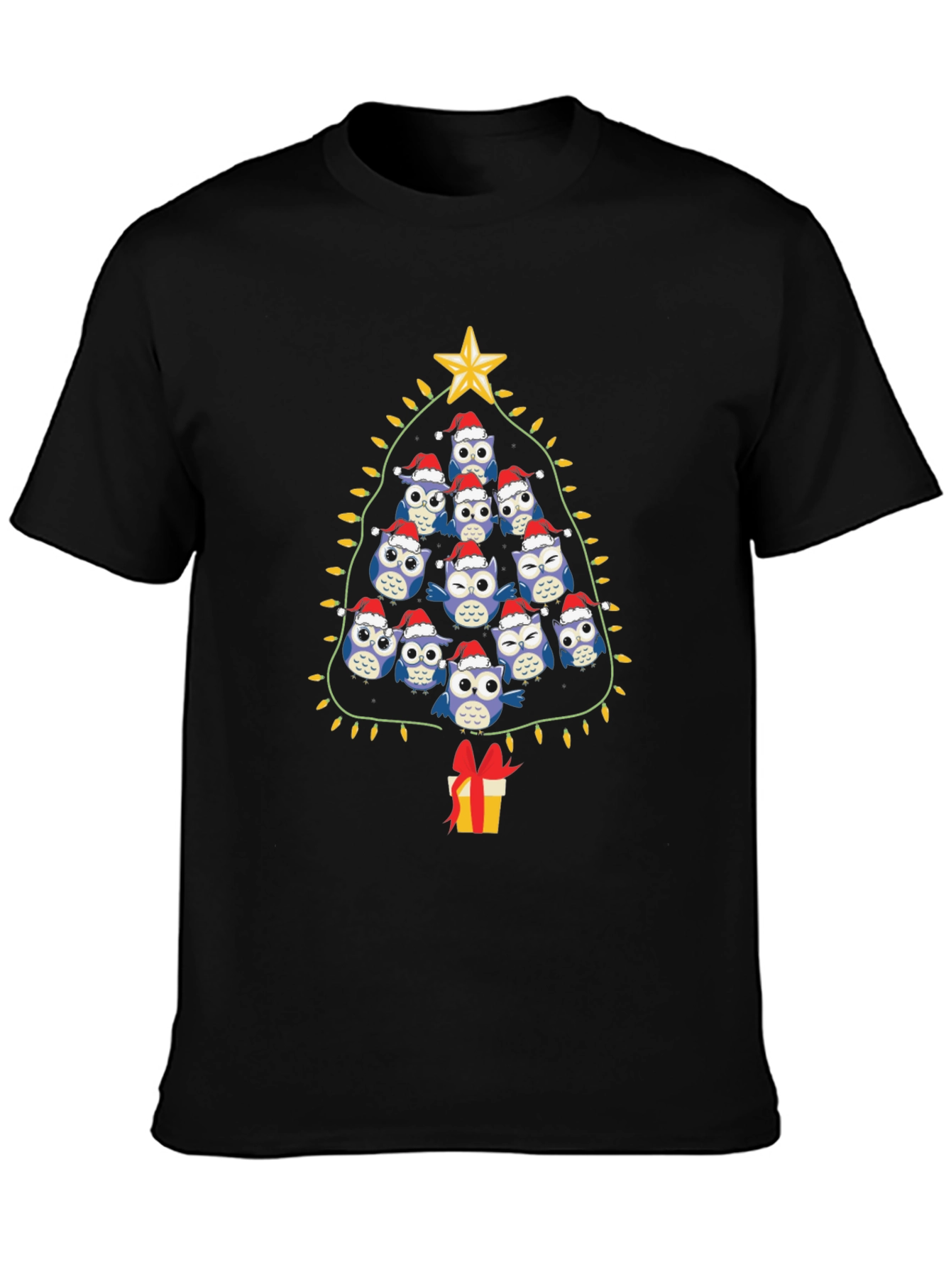 Owl Christmas Tree Graphic T-Shirt
