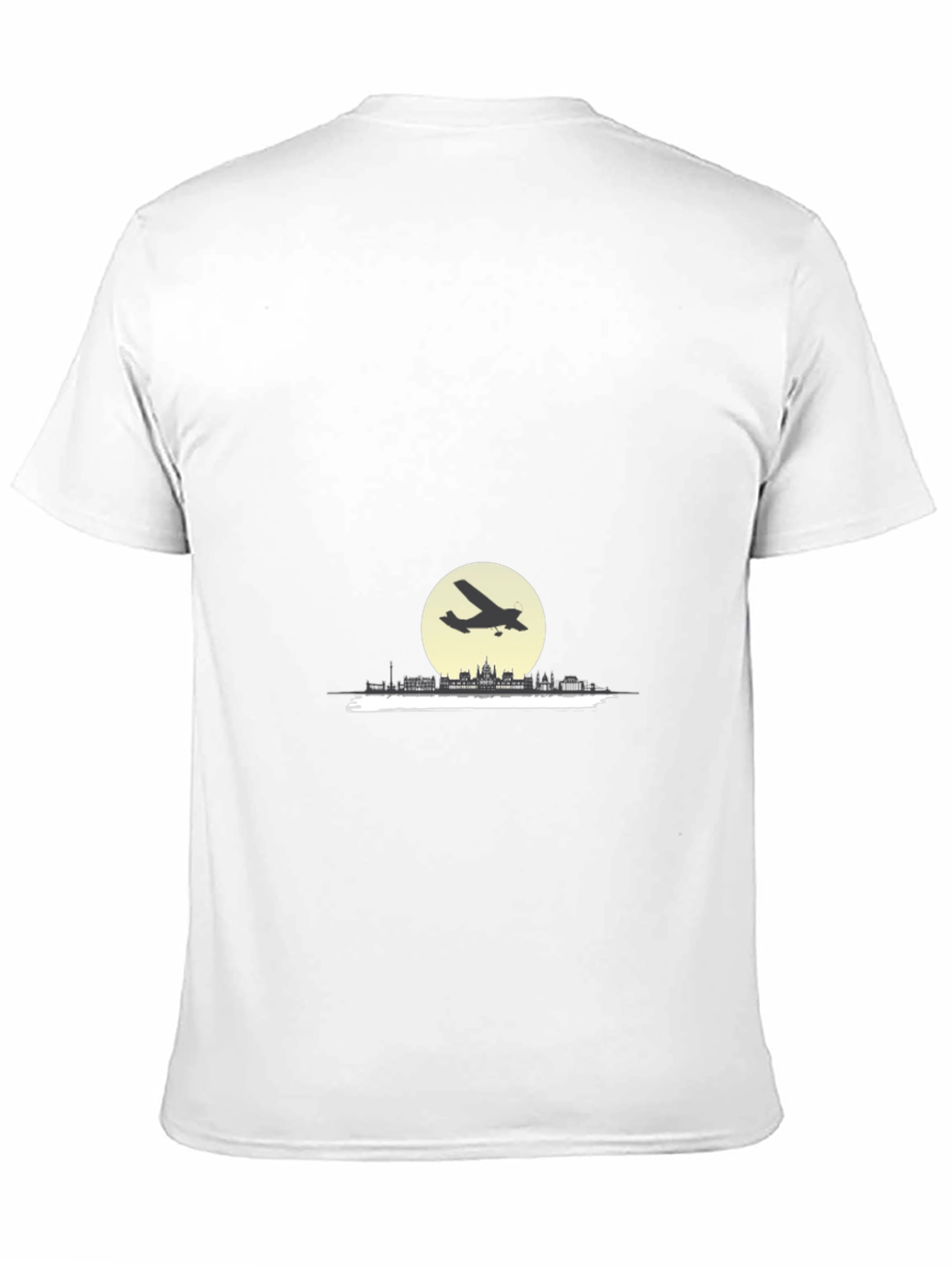 Airplane Over Cityscape Graphic T-Shirt