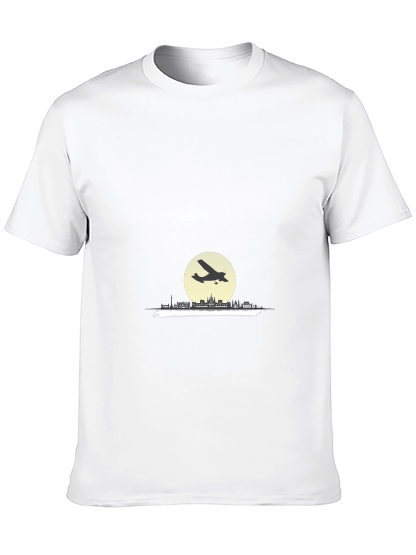 Airplane Over Cityscape Graphic T-Shirt