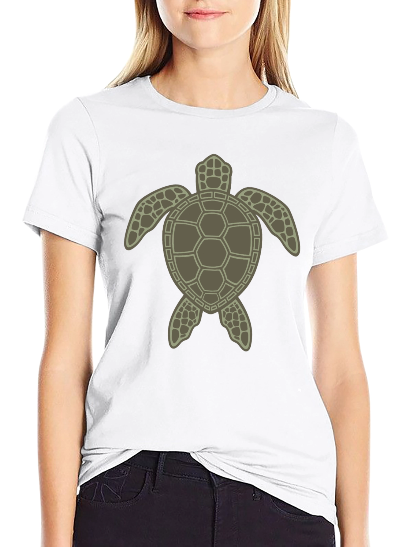 Sea Turtle Graphic Tee - Black Cotton Blend