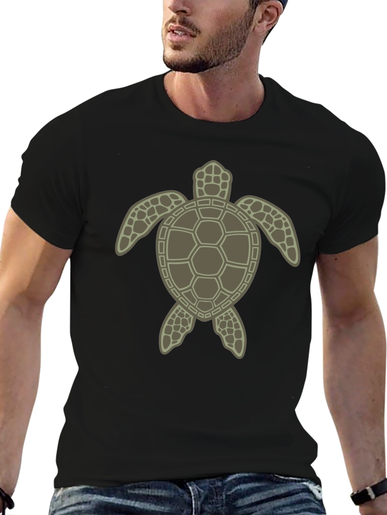 Sea Turtle Graphic Tee - Black Cotton Blend