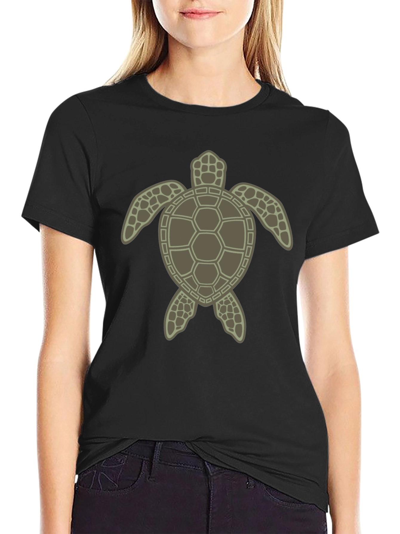Sea Turtle Graphic Tee - Black Cotton Blend