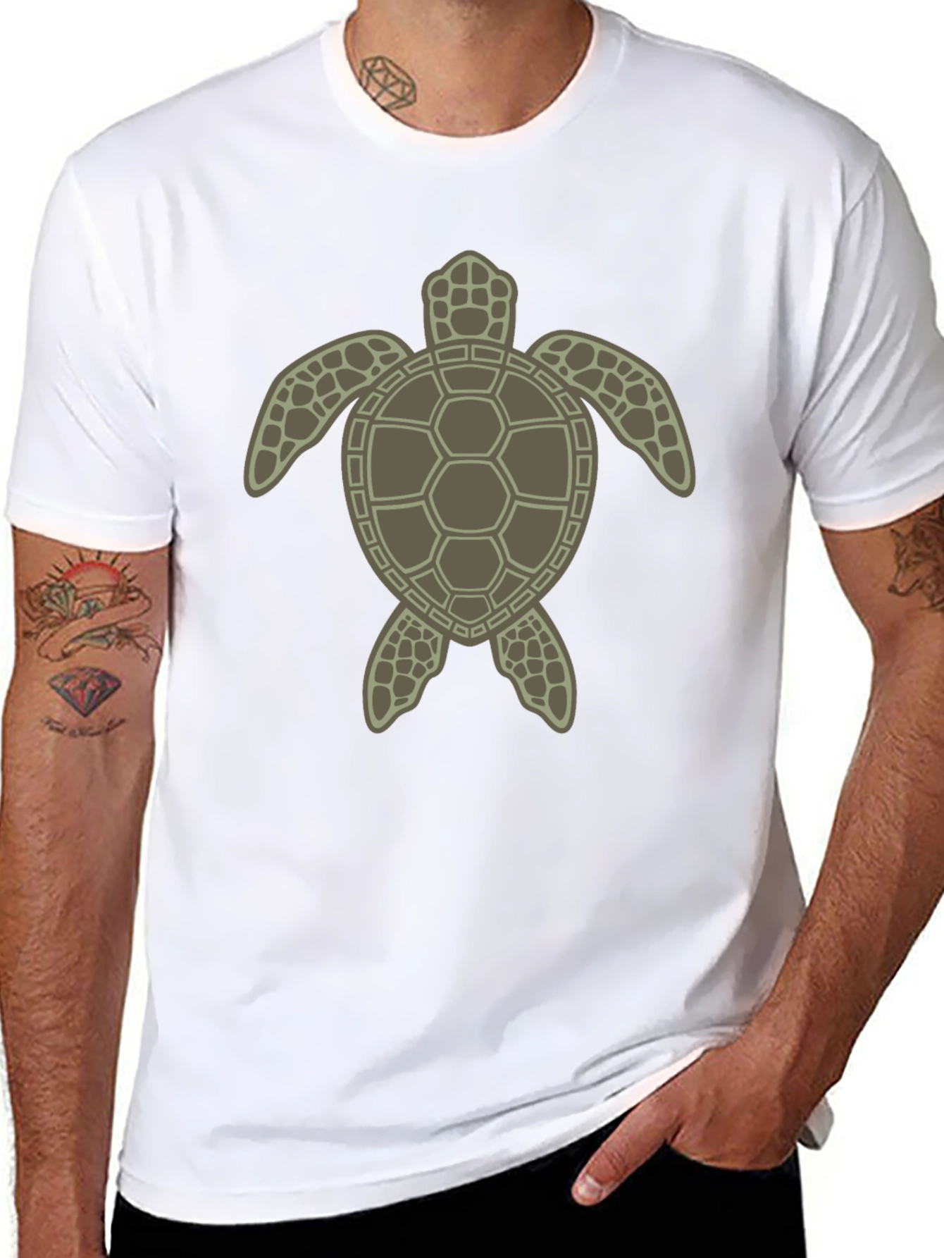 Sea Turtle Graphic Tee - Black Cotton Blend