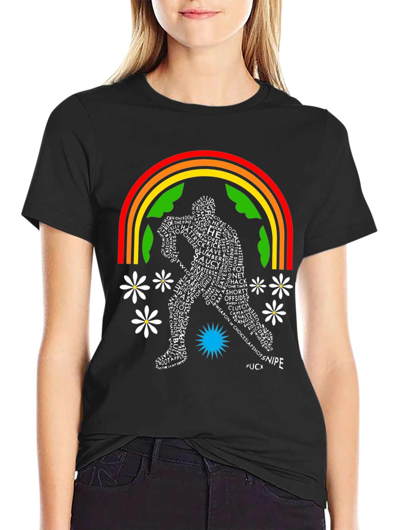 Hockey Word Art Rainbow T-Shirt