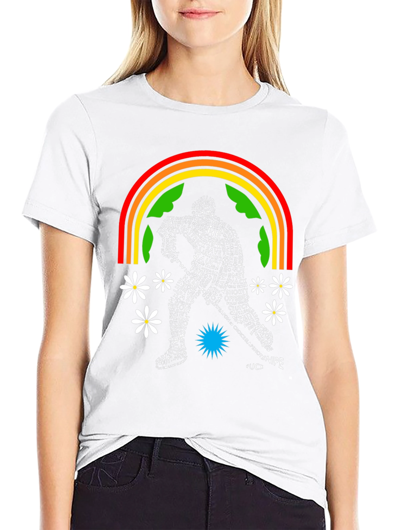 Hockey Word Art Rainbow T-Shirt