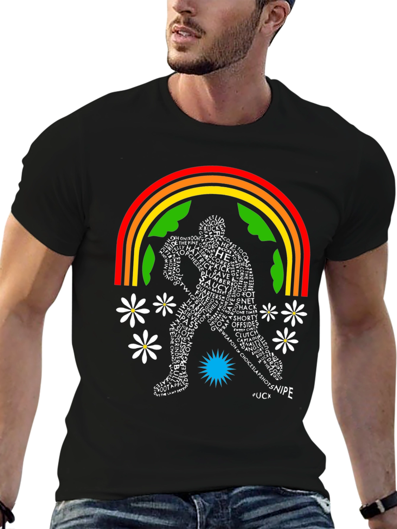 Hockey Word Art Rainbow T-Shirt
