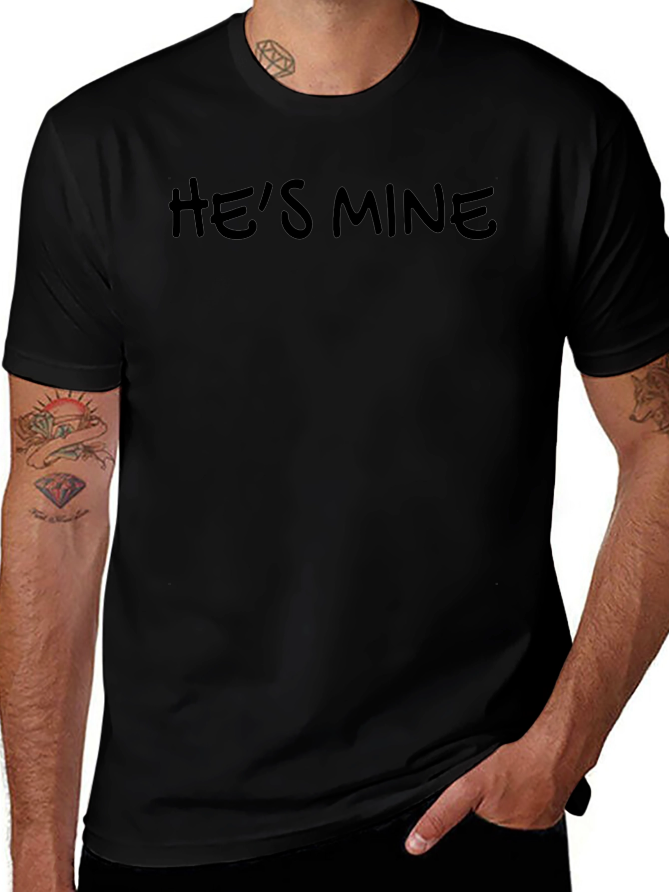 Hes Mine Black Crew Neck T-Shirt