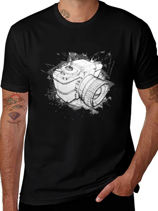 Camera Sketch Graphic Tee - Black