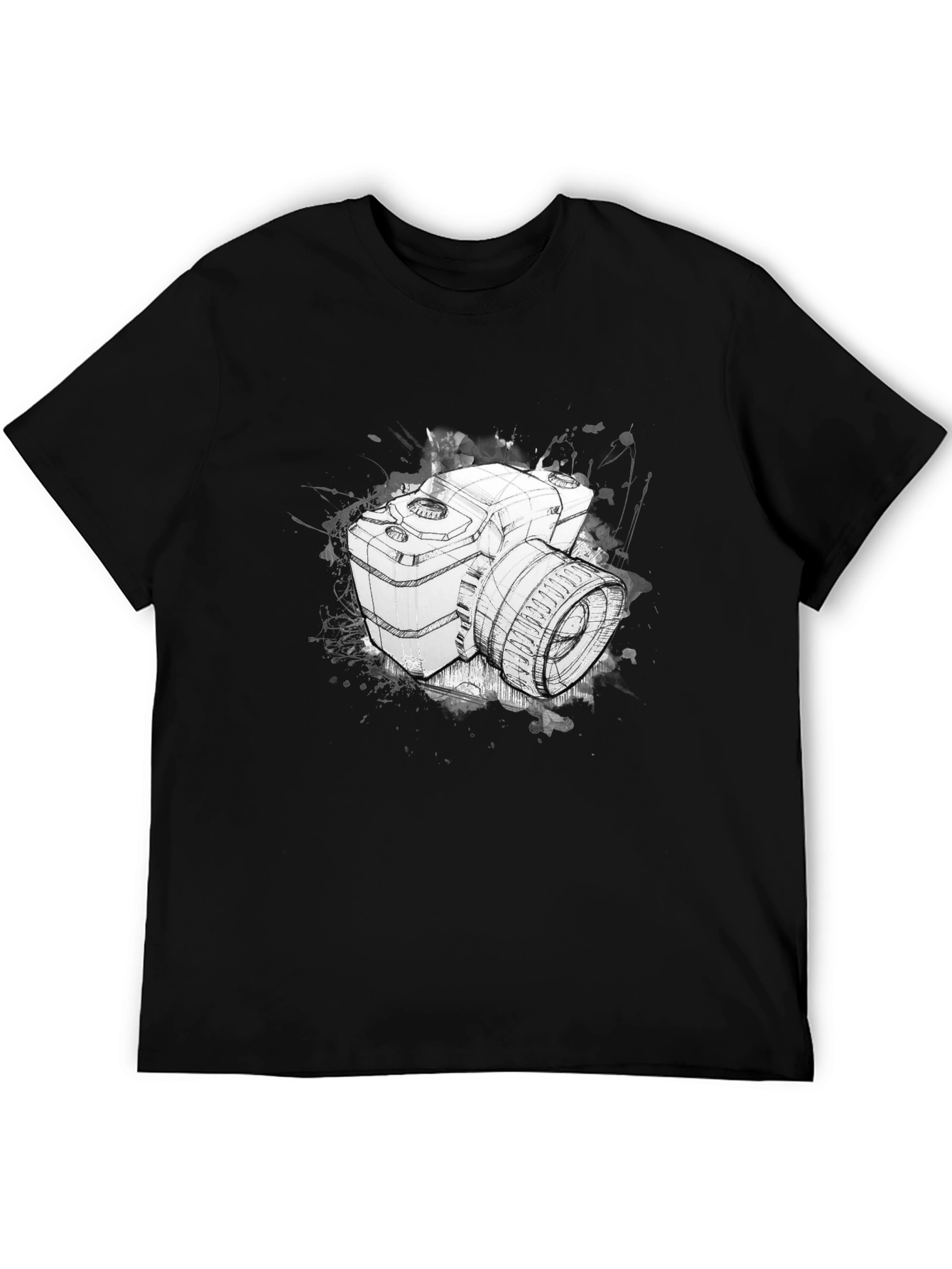 Camera Sketch Graphic Tee - Black