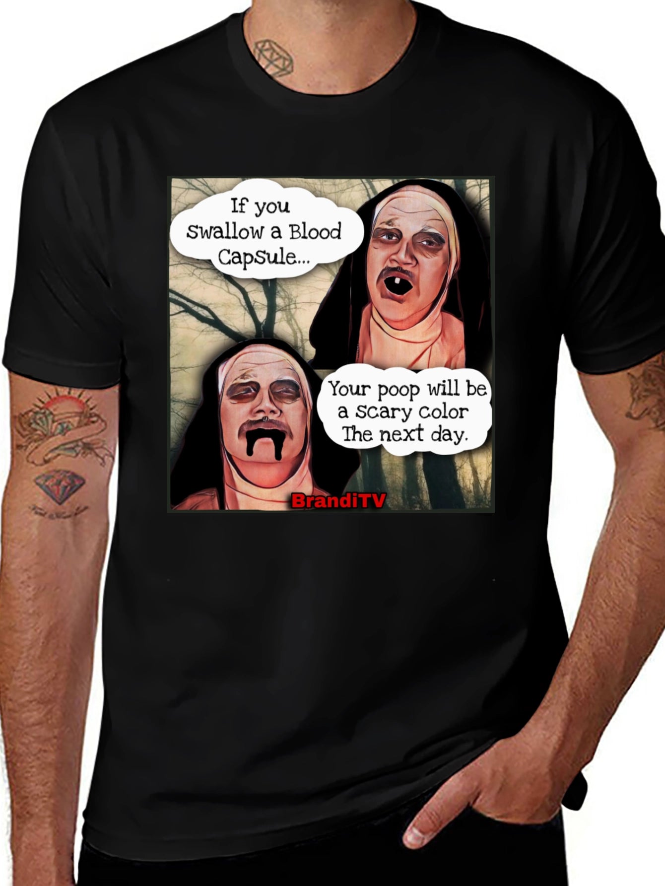 Scary Nun Blood Capsule T-Shirt